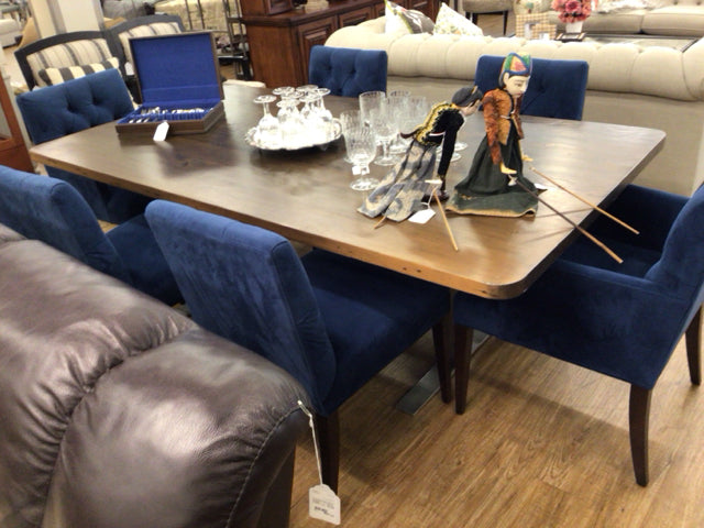 Set of 6 Blue Ultrasuede Cobble Hill Dining Chairs - ABC Carpet & Home Custom Upholstered Chairs for Modern Dining Room & Kitchen Decor