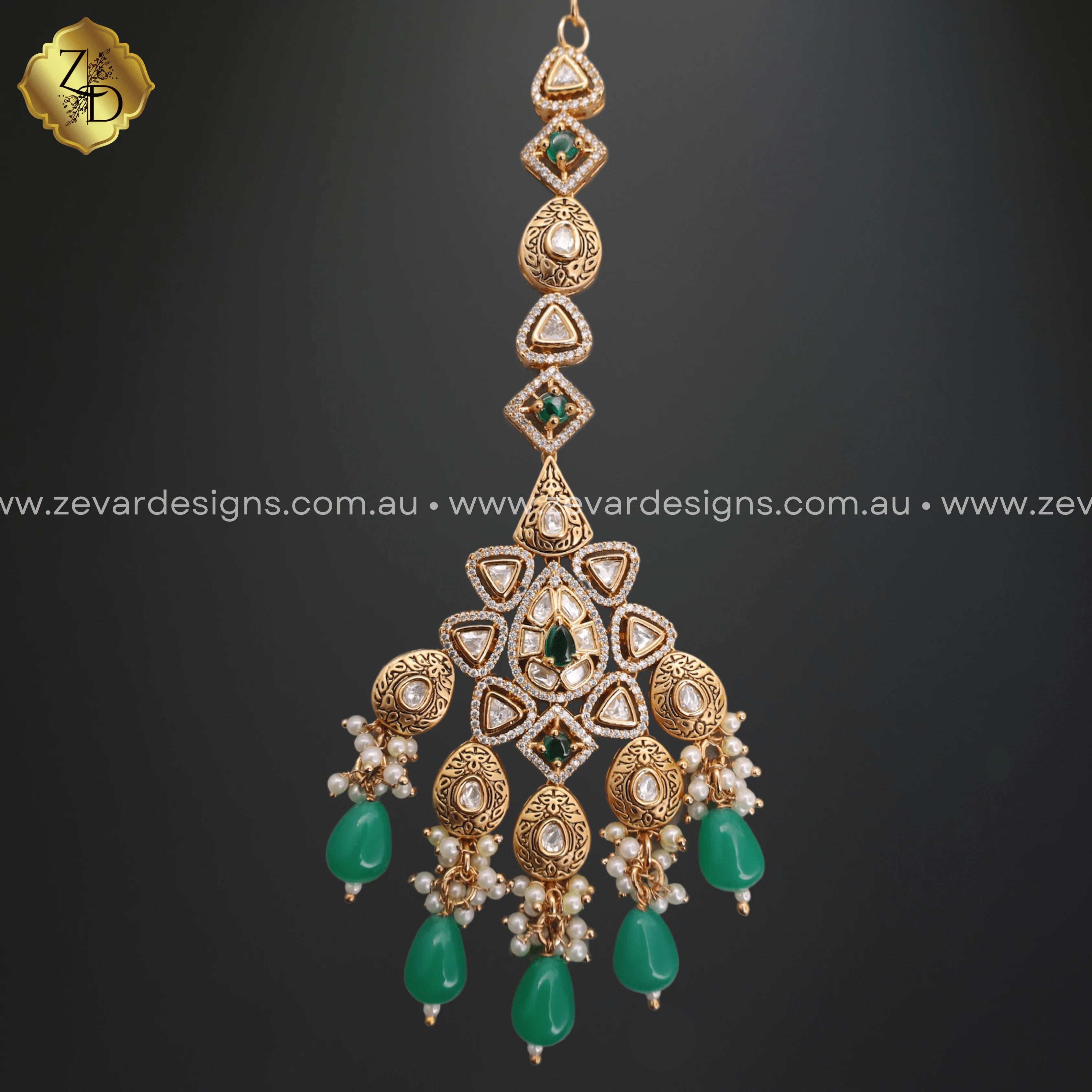 Exquisite Kundan Polki Choker Set with Tikka - Green Ethnic Jewelry for Weddings, Parties & Special Occasions
