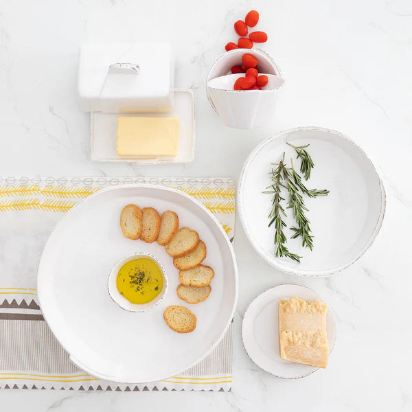 White Ceramic Chip and Dip Serving Platter - Perfect for Parties, Entertaining, and Snacking at Home