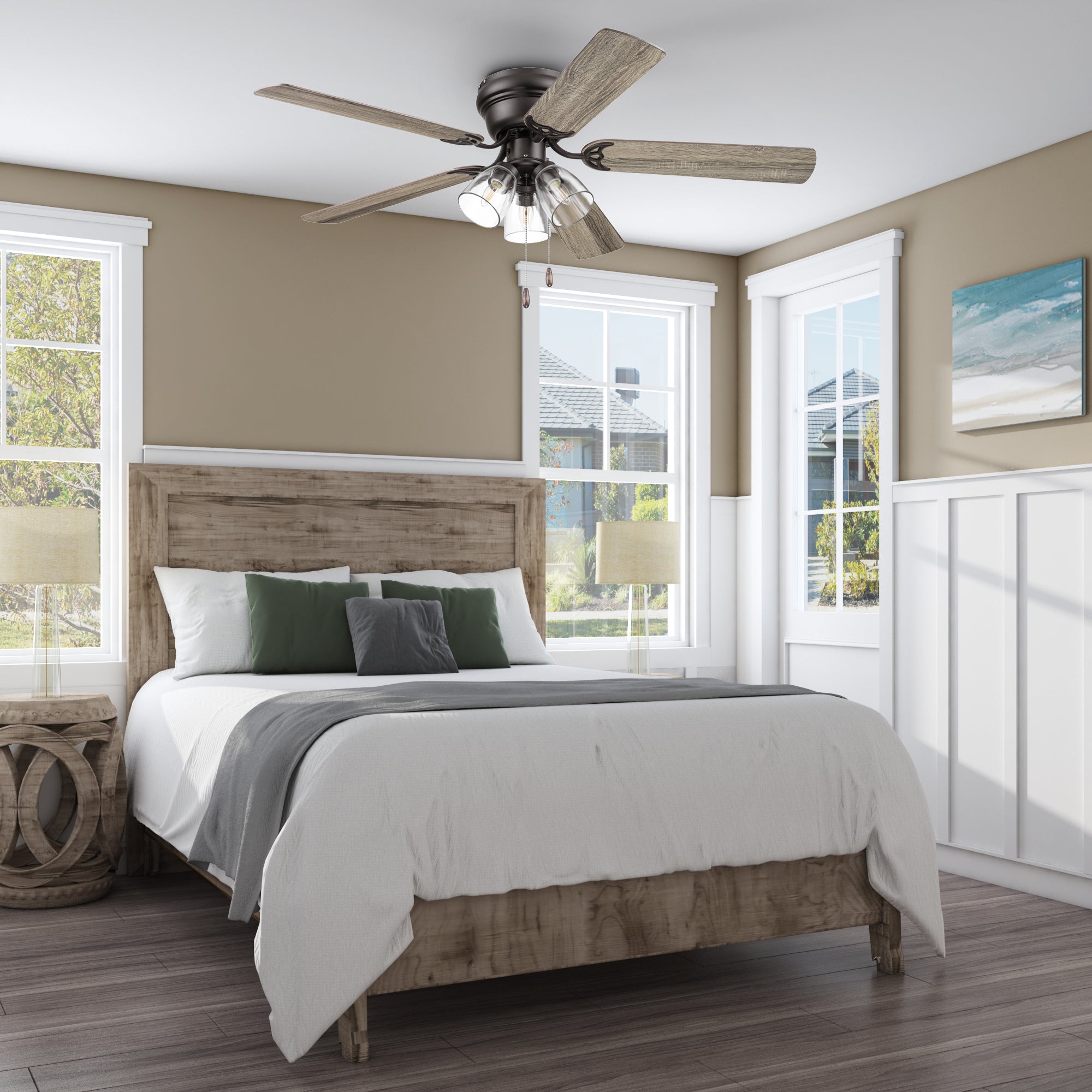 52 Inch Renton Ceiling Fan with Espresso Bronze Finish & Pull Chain - Perfect for Living Room, Bedroom, and Outdoor Patio Cooling
