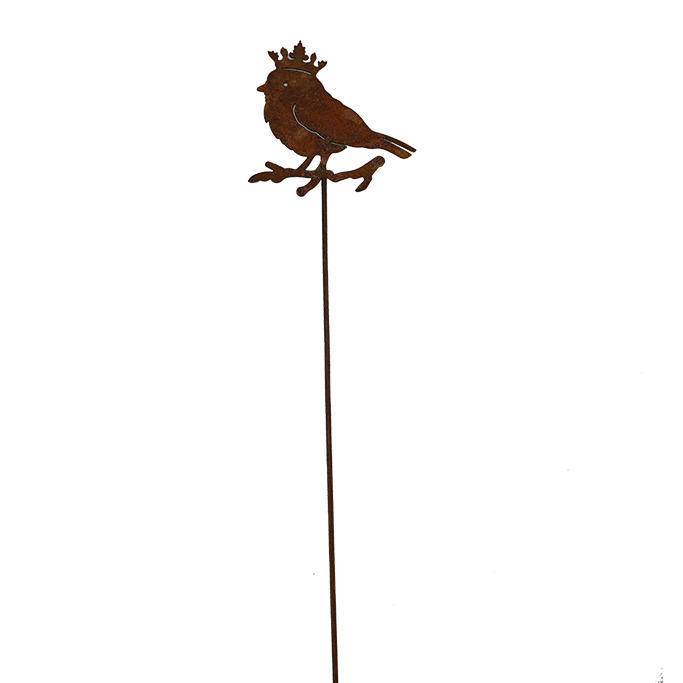Rustic Crowned Chickadee Garden Stakes - W4158 Metal Bird Decor for Outdoor Yard & Patio - Perfect for Garden, Lawn, and Flower Bed Decoration