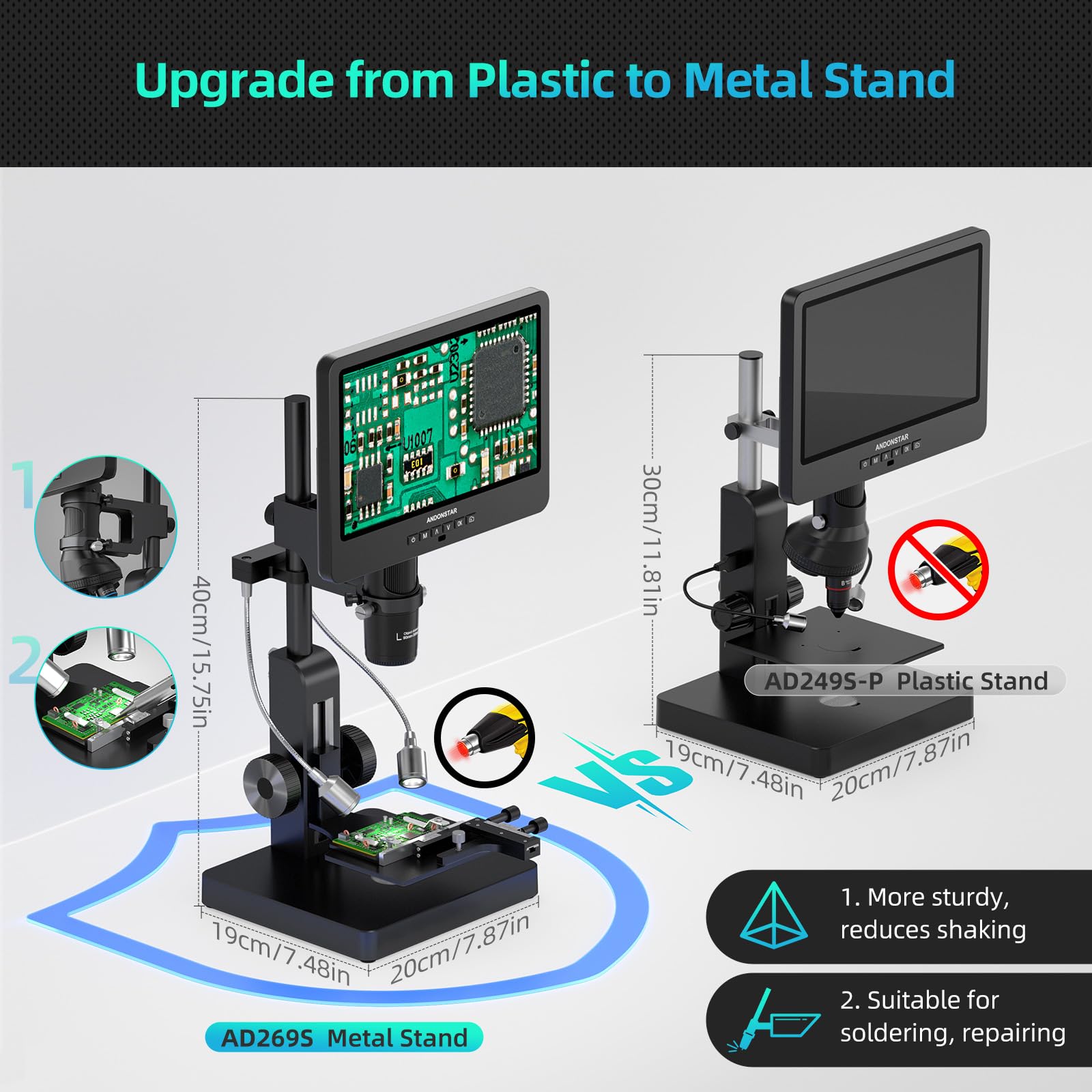 Andonstar AD269S 20X-5000X HDMI Digital Microscope with 10.1