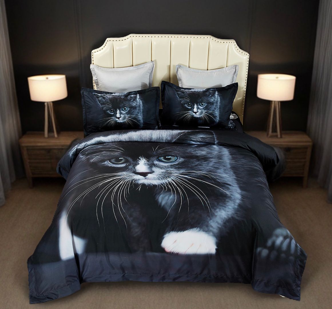 Premium Cat Print Quilt Cover Set - Super King Size (108x90 Inches) - Soft Bedding for Large Beds - Perfect for Master Bedrooms & Guest Rooms