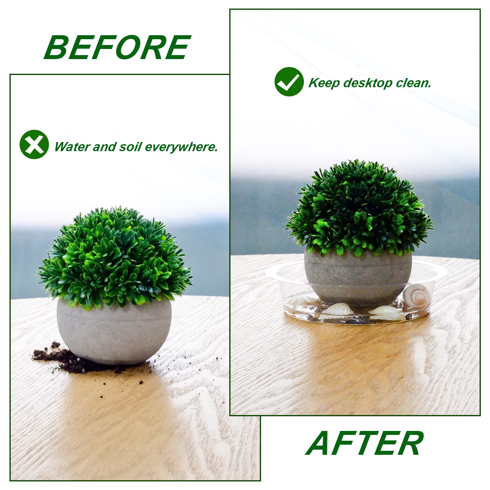 18 Pack Clear Plastic Plant Saucers - 6, 8, 10 Inch Flower Pot Trays for Indoor & Outdoor Plants | Drainage Protection for Potted Plants, Garden, Balcony & Patio Decor
