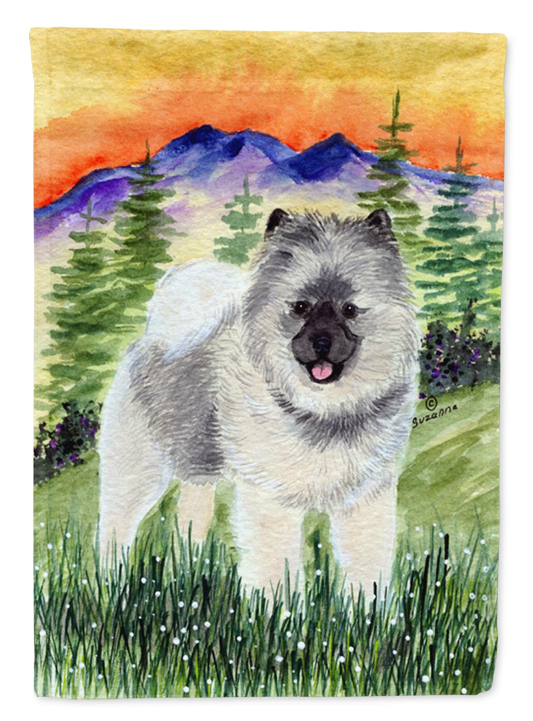 Keeshond Garden Flag - Decorative Outdoor Yard Banner for Mailbox, Patio & Flower Beds | Colorful Dog Artwork | Perfect for Seasonal Decor & Pet Lovers