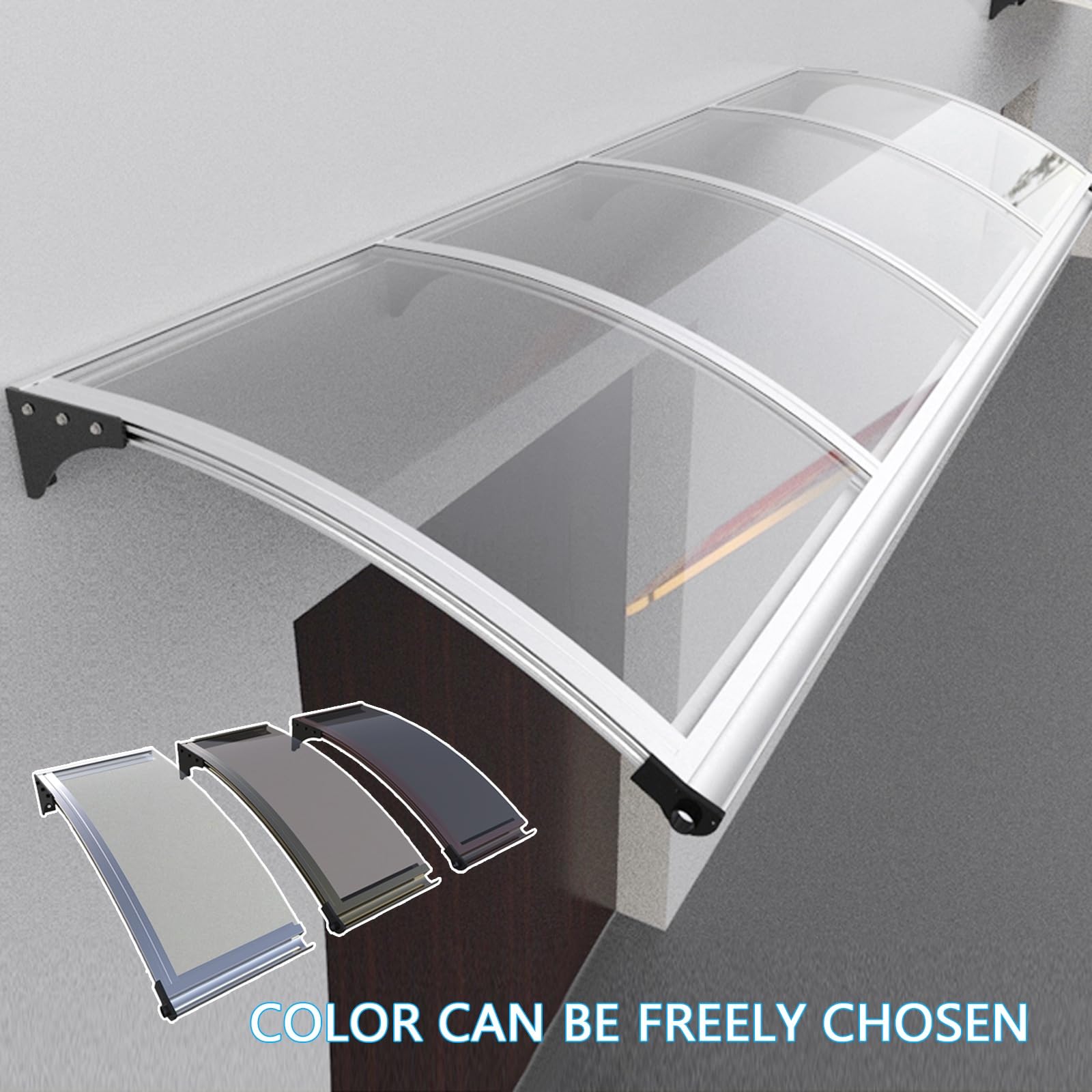 **Premium Aluminum Window & Door Awning Canopy - 60x220cm (24x87in) - UV, Rain & Snow Protection with Sturdy Bracket - Perfect for Front Door Overhang, Patio, and Outdoor Shelter**