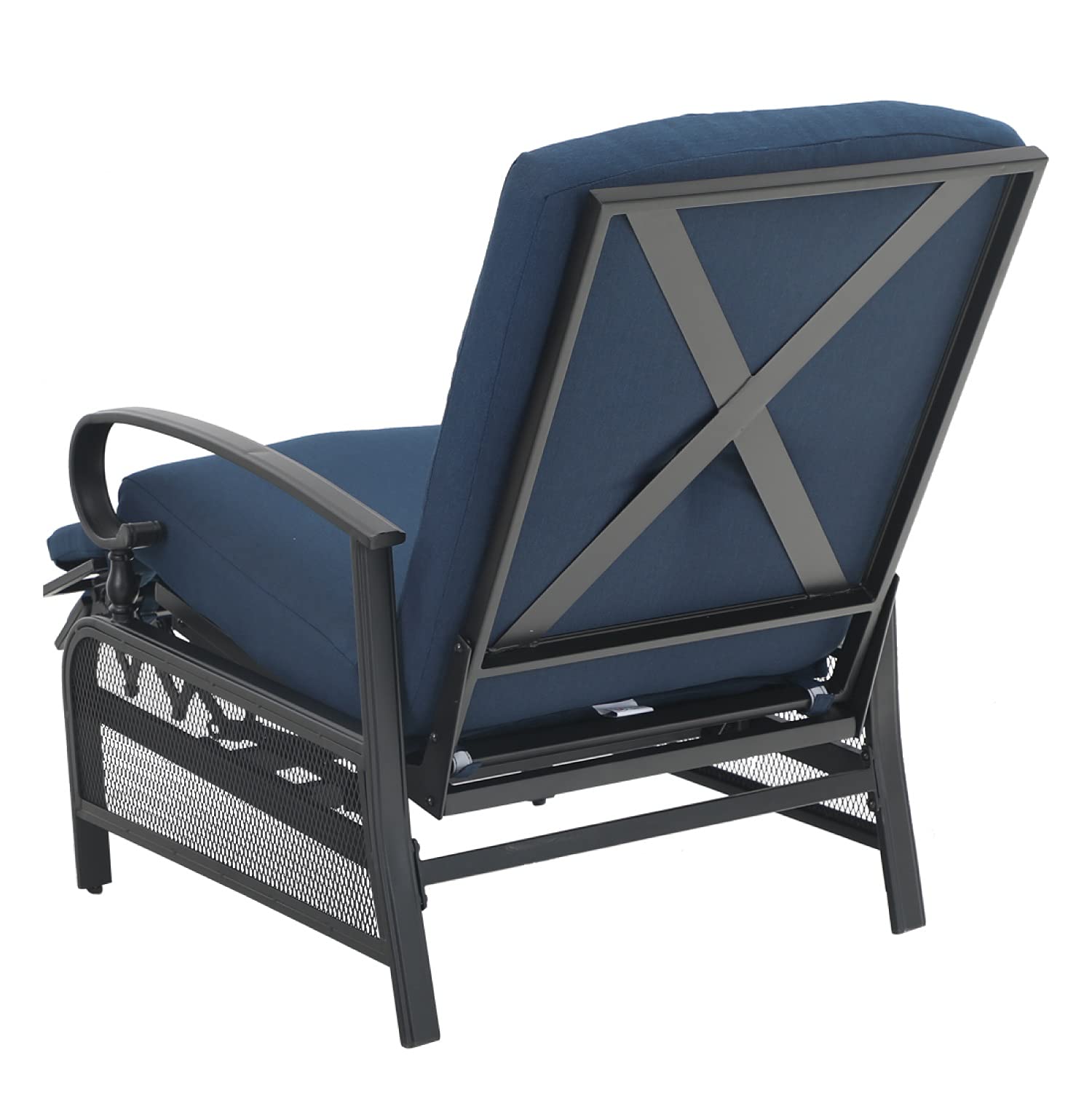 MFSTUDIO 2-Piece Adjustable Recliner Patio Chair Set - Heavy Duty Outdoor Lounge Chairs with Removable Olefin Cushions & 300lb Weight Capacity - Perfect for Poolside, Backyard, Deck Relaxation (Navy Blue)
