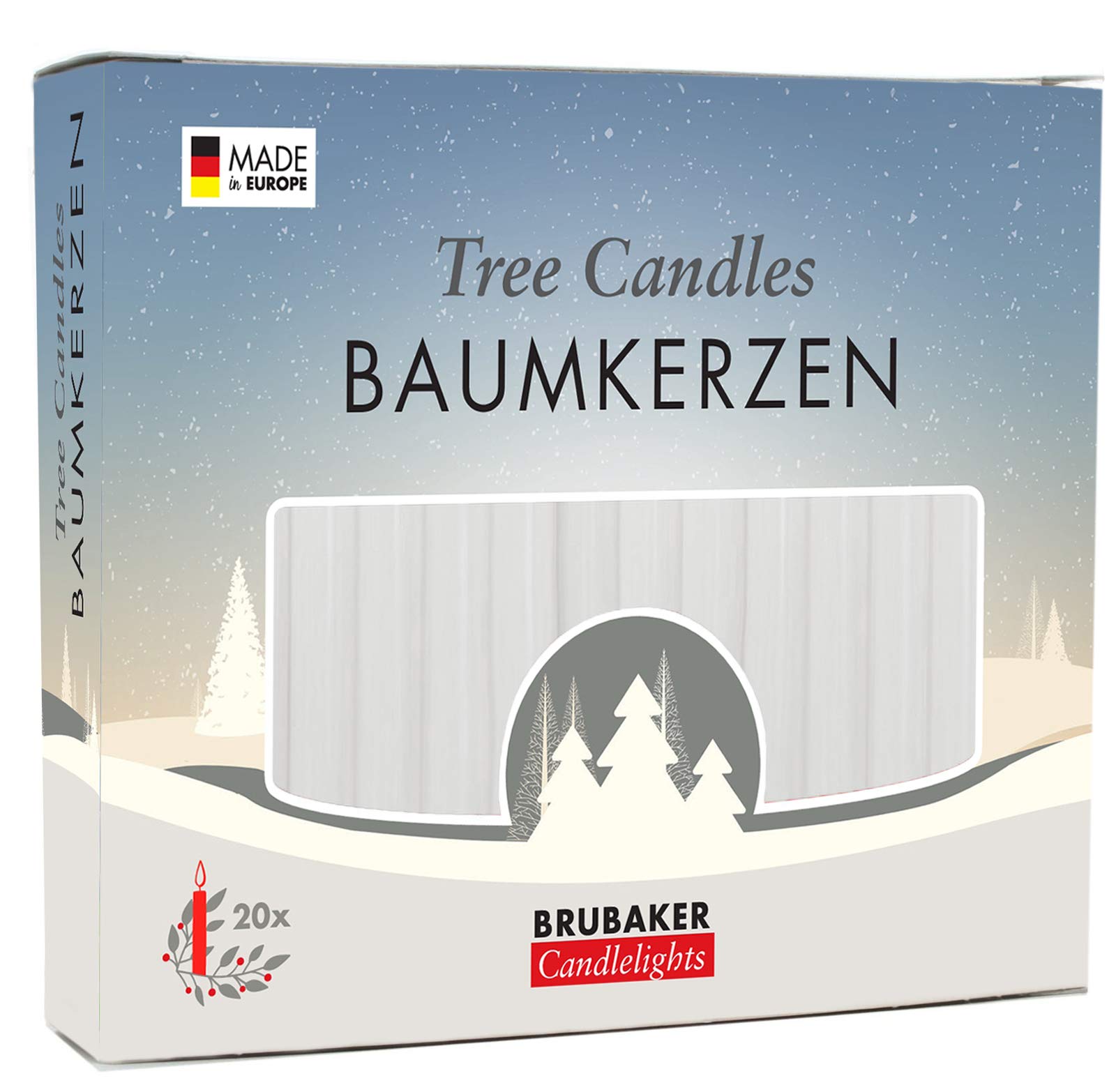 BRUBAKER 3-Tier 18-Inch Christmas Pyramid Set with 20 White Candles & Candle Adhesive - Perfect for Holiday Home Decor, Table Centerpiece, and Christmas Gift