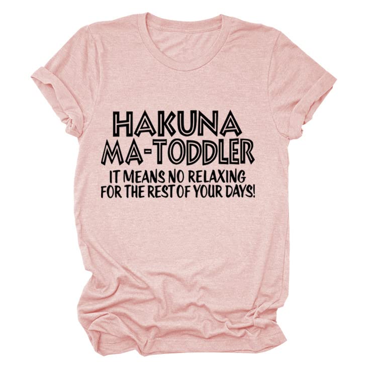 Funny Letter Printed Hakuna MA Toddler & Women's Summer T-Shirt - Loose Fit Short Sleeve Casual Top for Playdates & Beach Outings