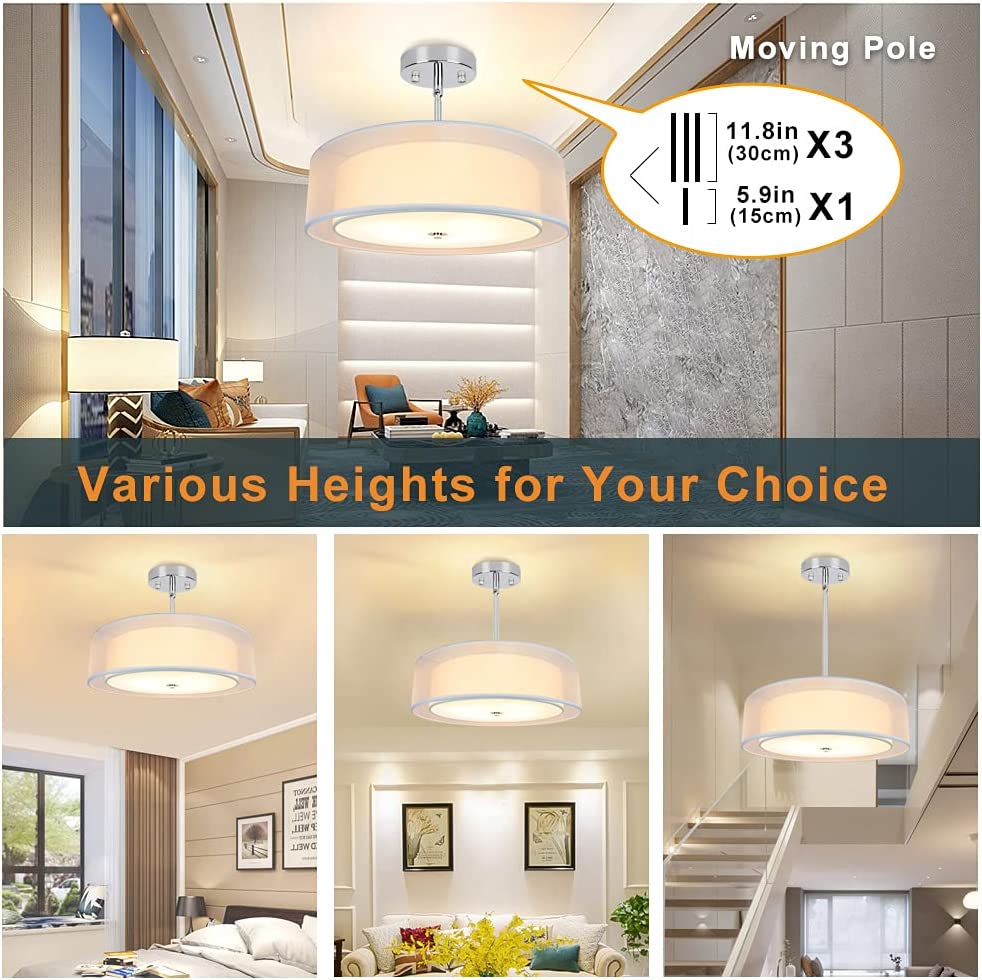 DLLT 3-Light Adjustable Semi Flush Mount Ceiling Fixture - 20