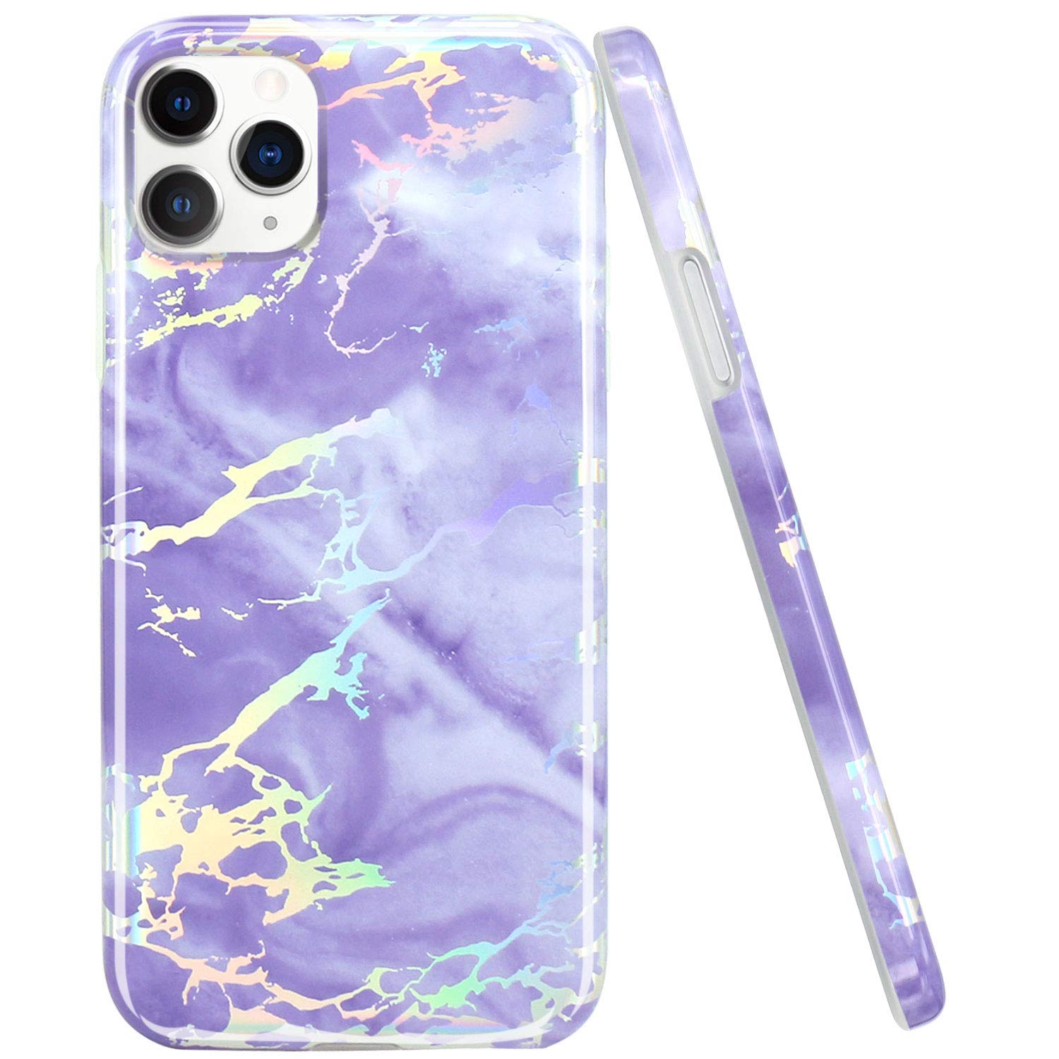 Sparkle Glitter Marble iPhone 11 Pro Max Case - Gold Slim Shockproof Flexible TPU Bumper Cover (6.5 inch) | Dark Purple Protective Phone Case for Women & Girls | Perfect for Daily Use, Parties & Gift Giving