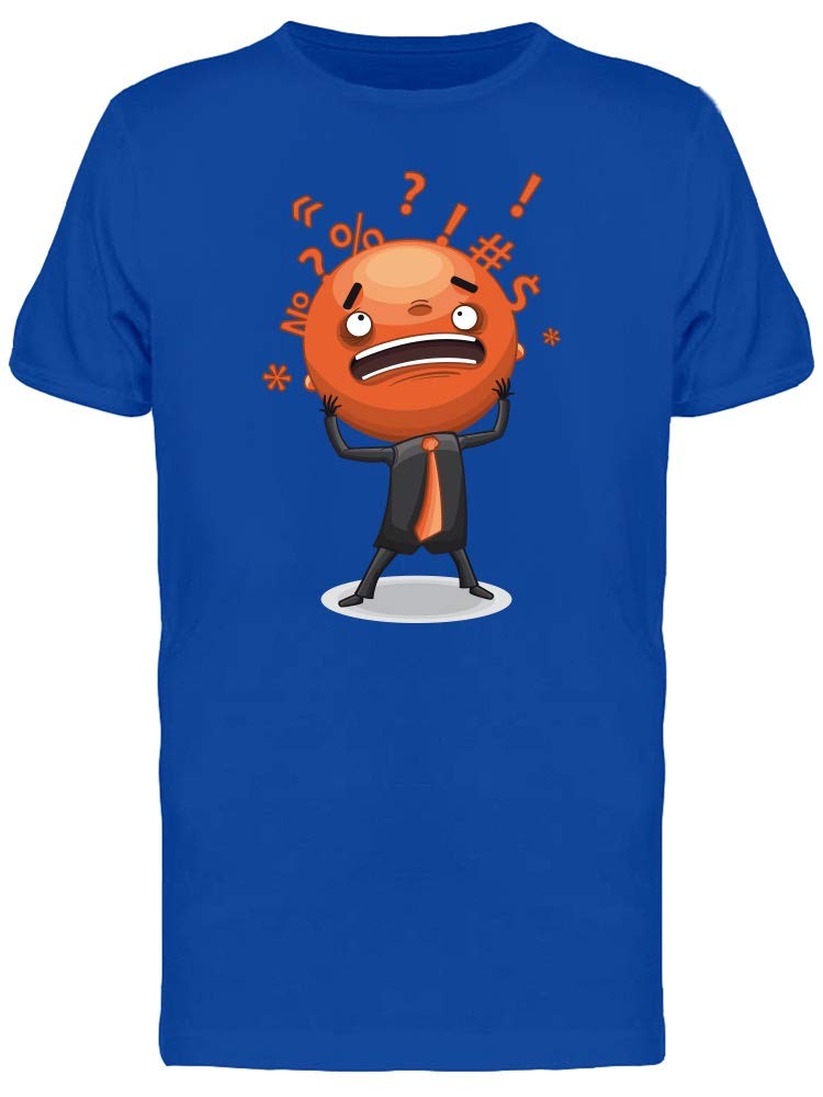 Funny Orange Ball Man in Panic Graphic T-Shirt for Men | Trendy Humor Apparel | Perfect for Casual Wear, Parties & Gifting