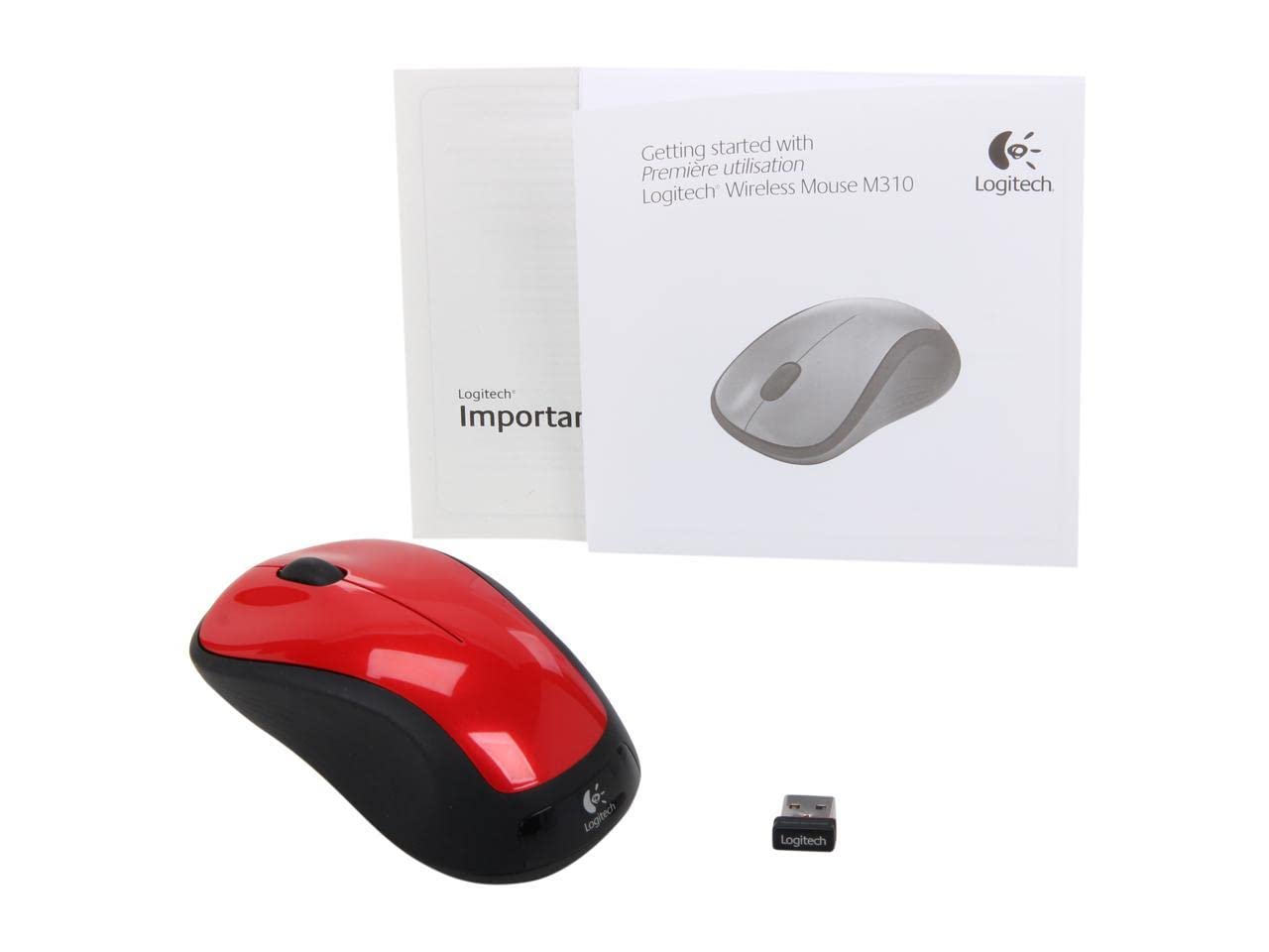 Logitech M310 Wireless Laser Mouse - 1000 DPI, Radio Frequency USB, Flame Red - Perfect for Office, Gaming & Home Computer Use