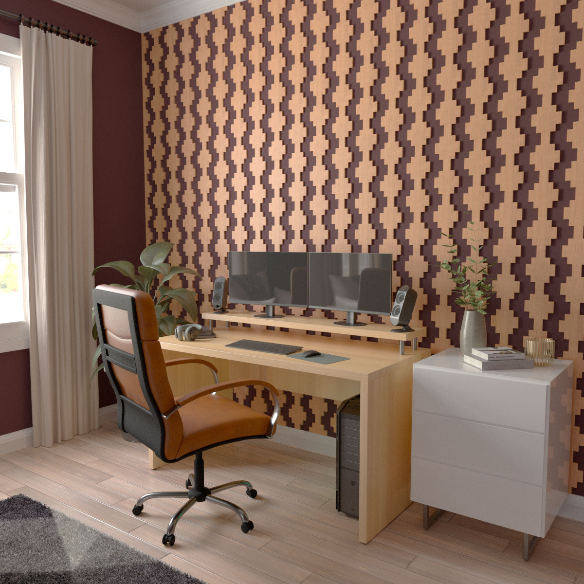 Adjustable Wood Slat Wall Kit - Modern Acoustic Panel for Home & Office Decor | DIY Room Divider & Soundproofing Solution