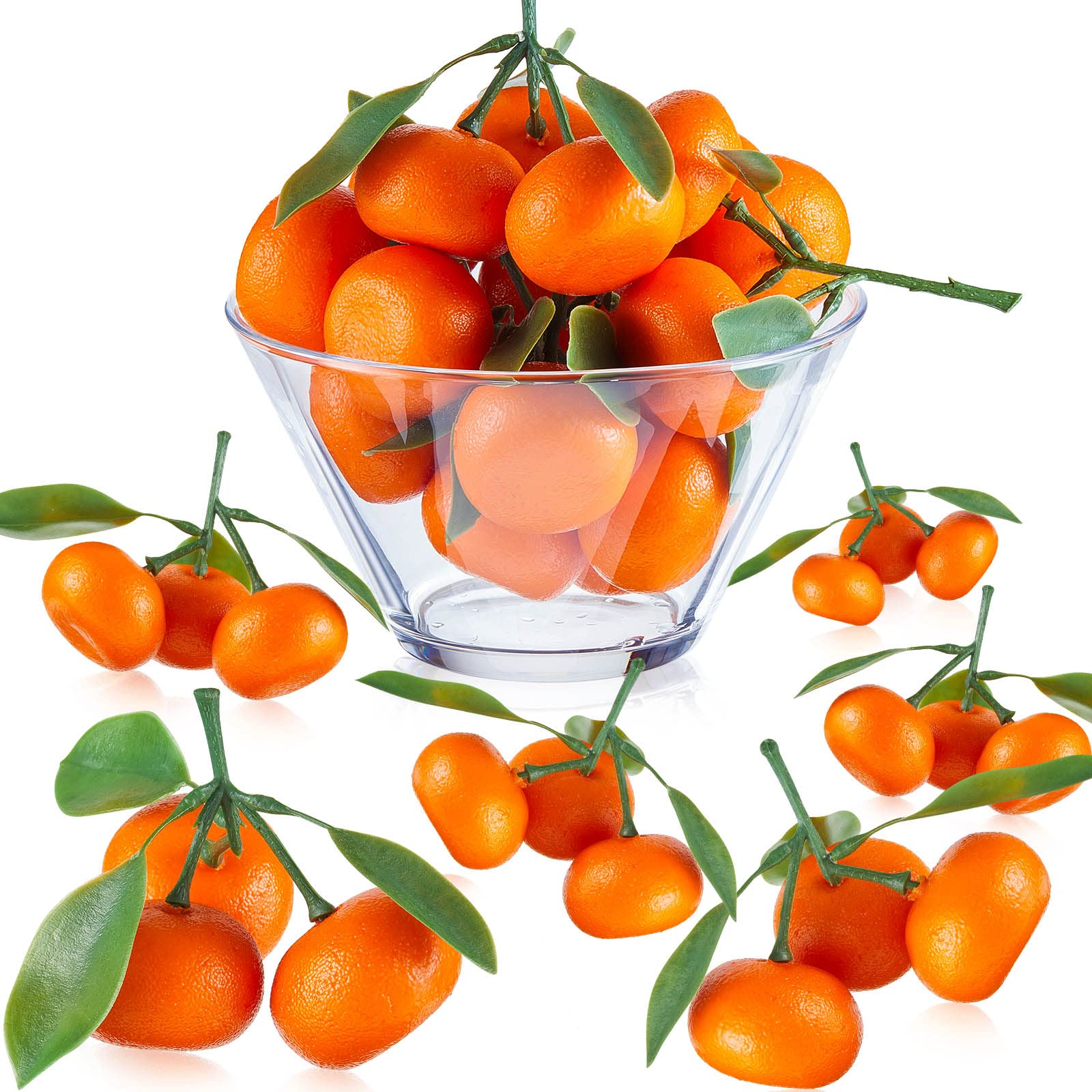 WILLBOND 7 Clusters Artificial Mini Orange Fake Fruit - Realistic Simulation Tangerine Decor for Kitchen Table, Fruit Bowl, Party & Festival Home Decoration | Perfect for Dining Centerpiece, Holiday Displays, and Wedding Decor