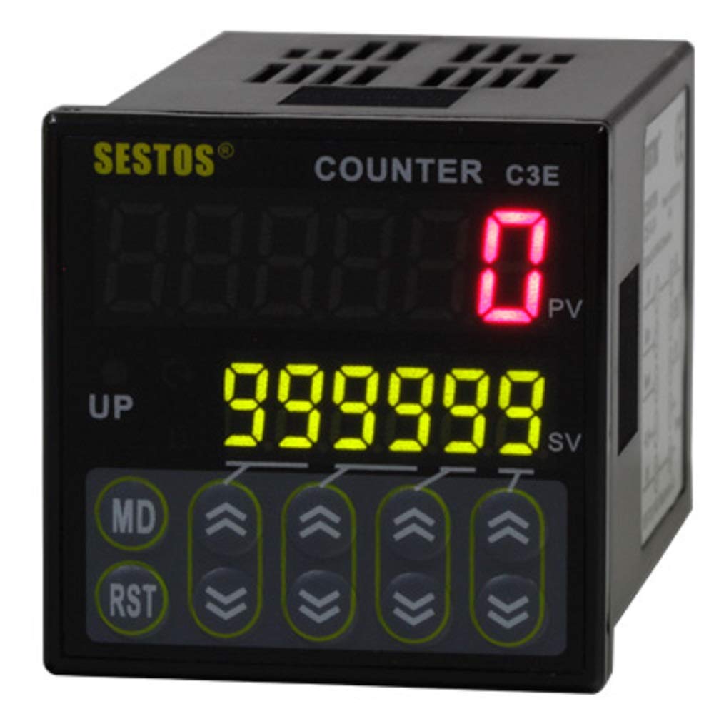 Programmable Digital Counter Scale Timer Relay - 6-Digit Display, 10kcps Speed, AC/DC 12-24V, NPN/PNP Inputs, Cycle/Repeat Timer with UP/Down Mode & PID Control - Ideal for Industrial Automation, Production Line Counting, and Equipment Timing Applications