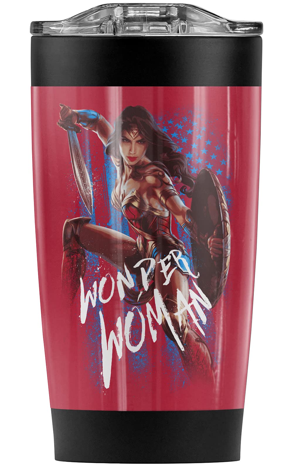 Wonder Woman Movie Stainless Steel Tumbler 20oz - Vacuum Insulated Coffee Travel Mug with Leakproof Lid - Double Wall Insulation for Hot & Cold Drinks - Perfect for Office, Gym, Camping & Car Commutes