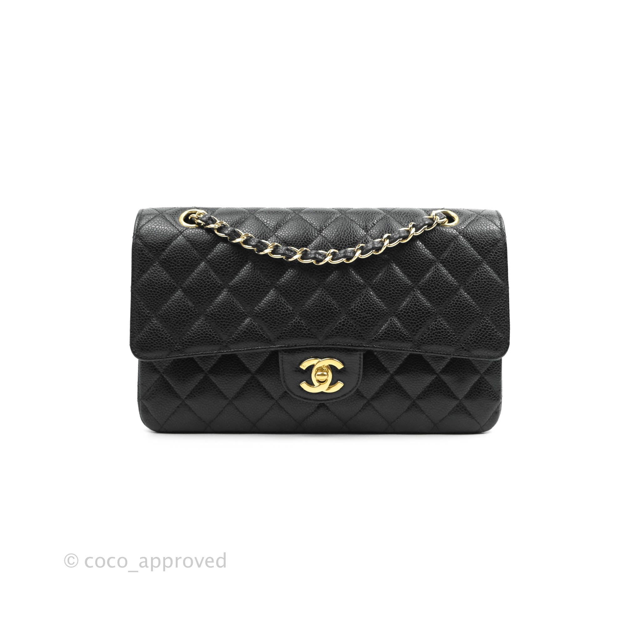 Chanel Classic M/L Medium Double Flap Bag in Black Caviar Leather with 24K Gold Hardware - Perfect for Luxury Fashion & Evening Events