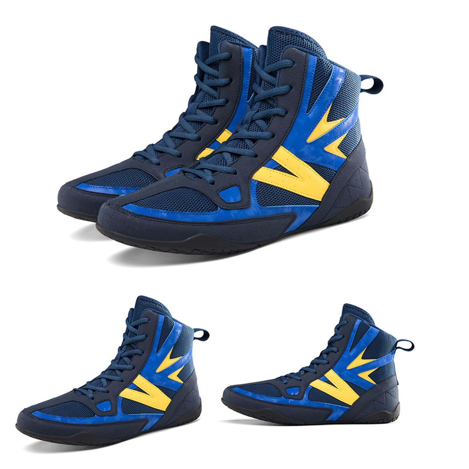 Professional High-Top Boxing Shoes for Men & Women - Lightweight Wrestling & Bodybuilding Shoes with Breathable Mesh & Leather, Non-Slip Rubber Sole - Ideal for Boxing Training, Gym Workouts & Martial Arts