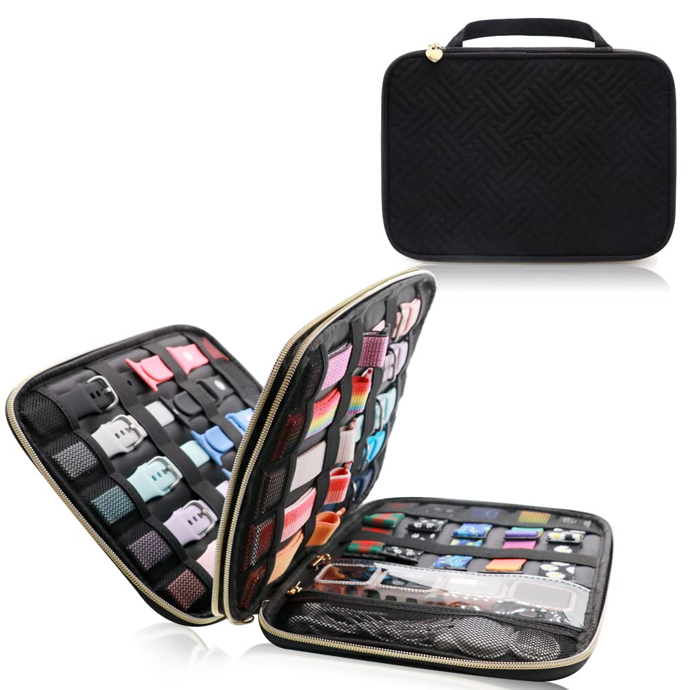 Veirdro Watch Band Storage Case - Holds 35 Watch Straps, Organizer for Apple Watch Bands & Accessories, Large Capacity Protective Holder for Women & Men (Black) | Perfect for Travel, Home Organization & Watch Collection Display