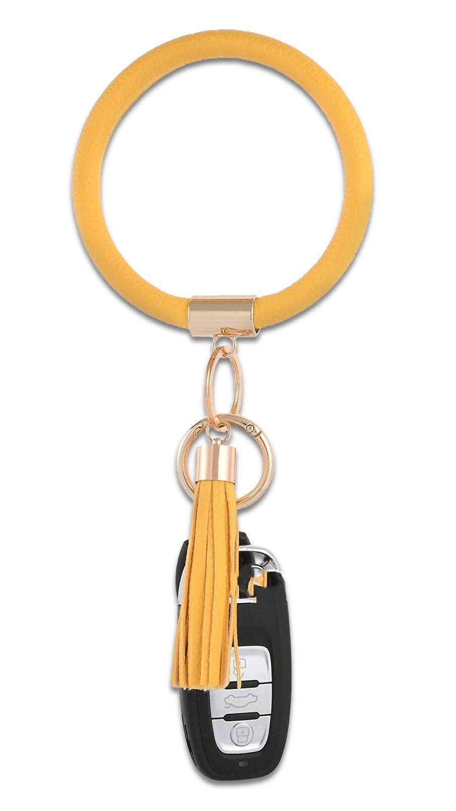 Coolcos Leather Keychain Bracelet for Women - Stylish Wristlet Key Holder with Tassel, Portable Keyring Bangle for Everyday Use - Perfect Gift for Her, Ideal for Work, Travel & Daily Essentials Organization