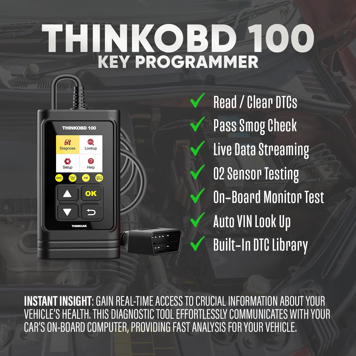 THINKOBD 100 OBD2 Scanner - Professional Car Diagnostic Tool with Full OBD2 Functions, Check Engine Light Code Reader - Perfect for DIY Mechanics & Auto Repair Shops (Car Maintenance, Engine Diagnostics, Vehicle Troubleshooting)