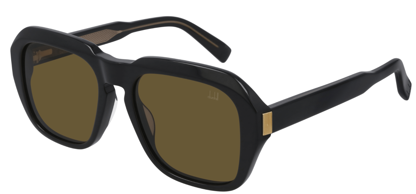 Dunhill DU0001S 001 Black/Brown Oversized Rectangular Polarized Sunglasses for Men - UV Protection, Luxury Fashion Accessory for Driving, Travel & Outdoor Activities