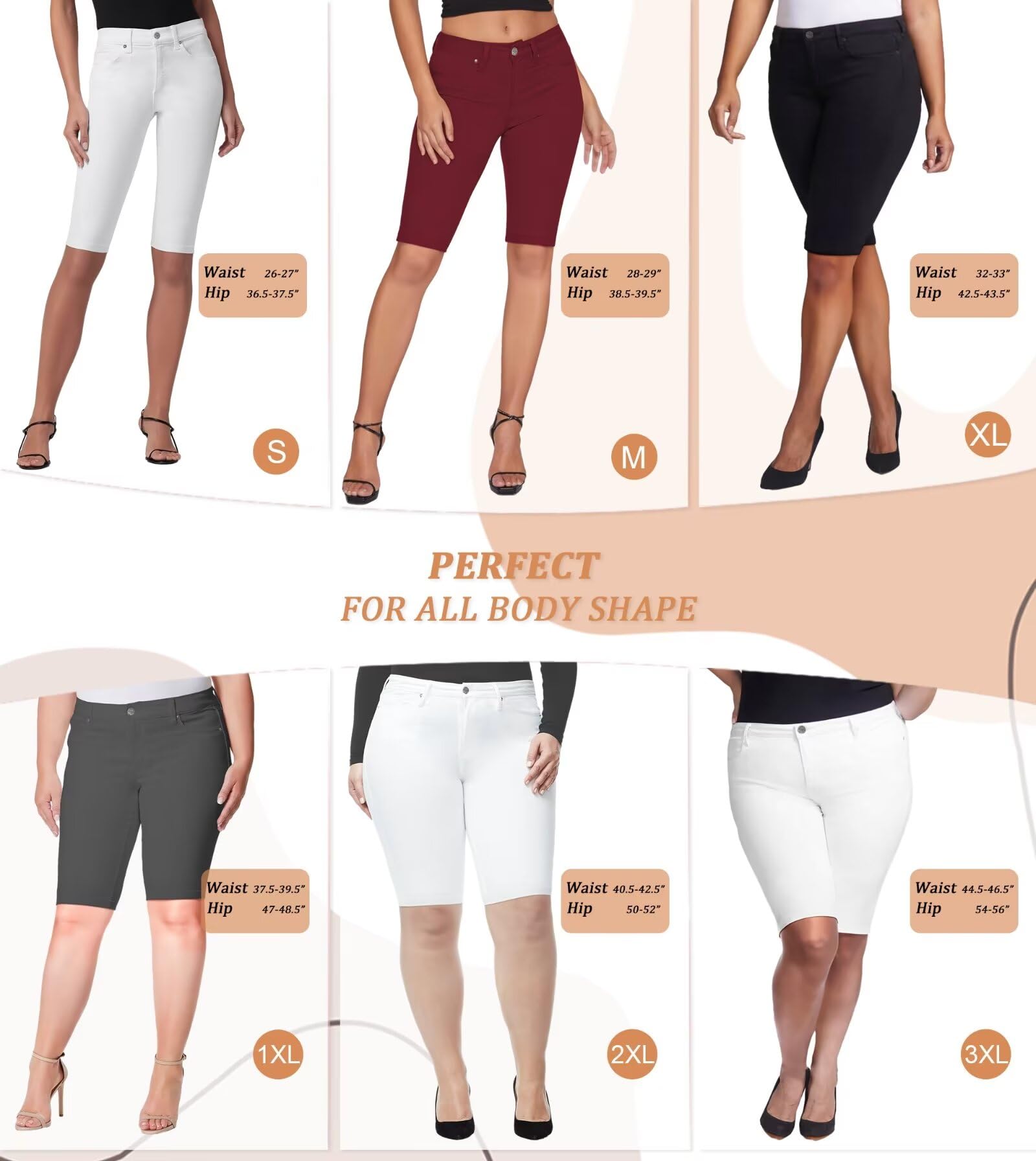 Hybrid & Company Women's High Waist Tummy Control Bermuda Shorts - Hyper Stretch Workout Shorts for Yoga, Running & Summer | Perfect for Gym, Lounge & Outdoor Activities