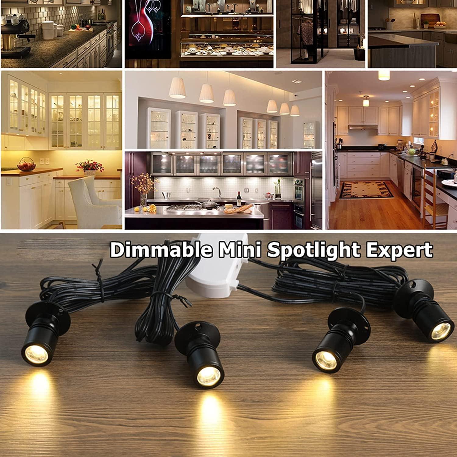1.5W LED Mini Surface Mounted Jewelry Cabinet Light - 6 Pack Warm White 3000K with PWM Dimmer - Perfect for Display Cases, Closets & Retail Lighting