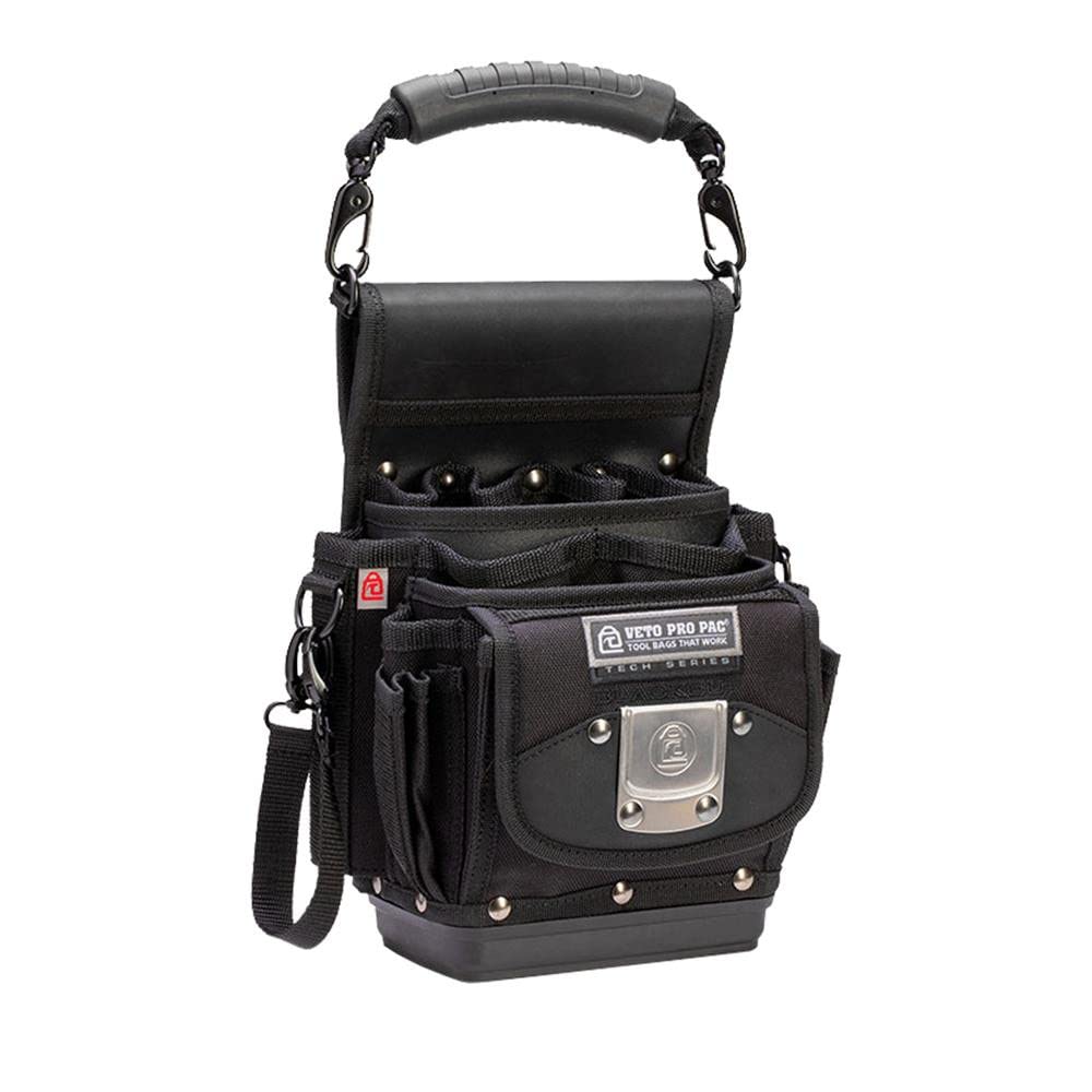 Veto TP4-B Blackout Tool Pouch with Hard Plastic Base - Durable Electrician Tool Organizer for Construction, HVAC & Automotive Repair