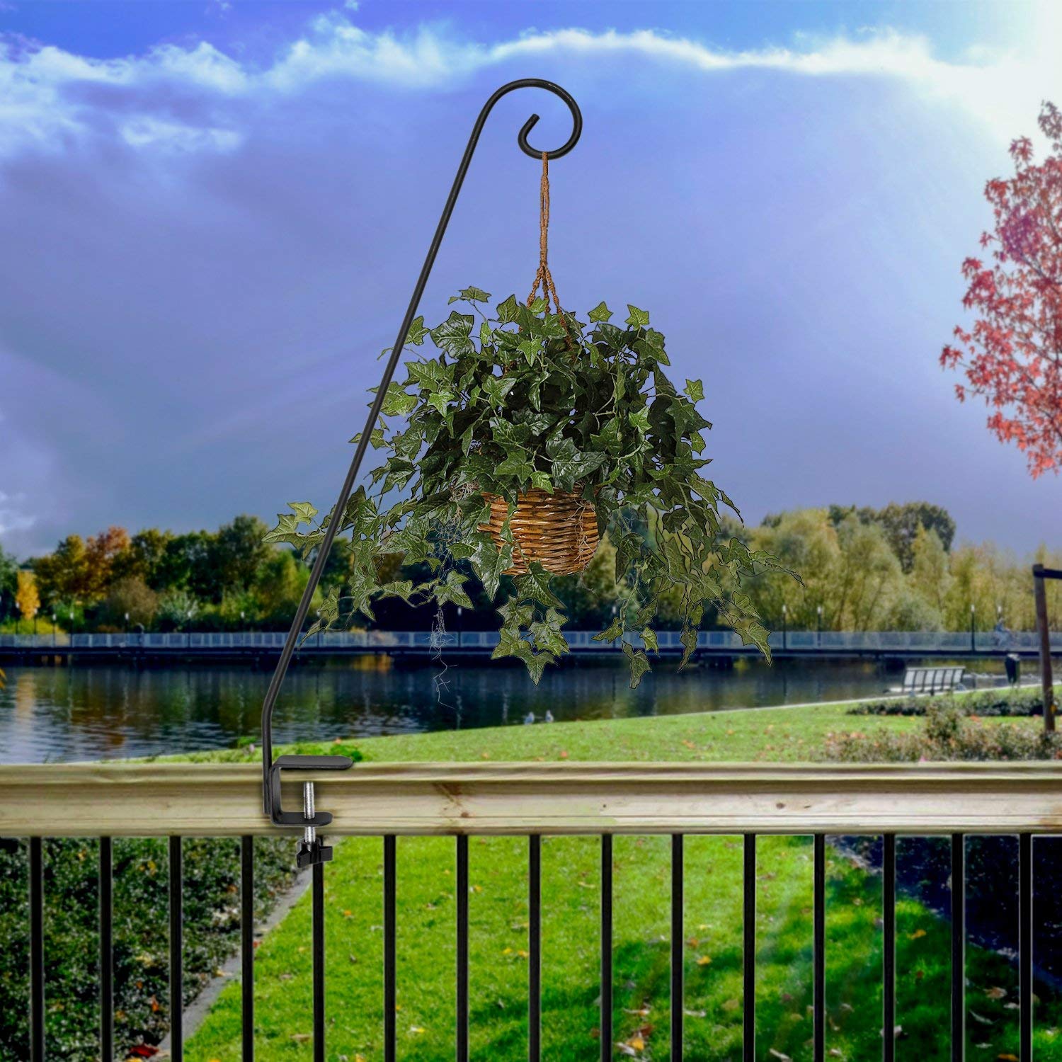 **Ashman Heavy Duty Double Forged Solid Metal Deck Hook - Strong Single Piece Rod for Hanging Bird Feeders, Plant Hangers, Lanterns, Wind Chimes & Outdoor Decor - Perfect for Patio, Garden & Backyard**
