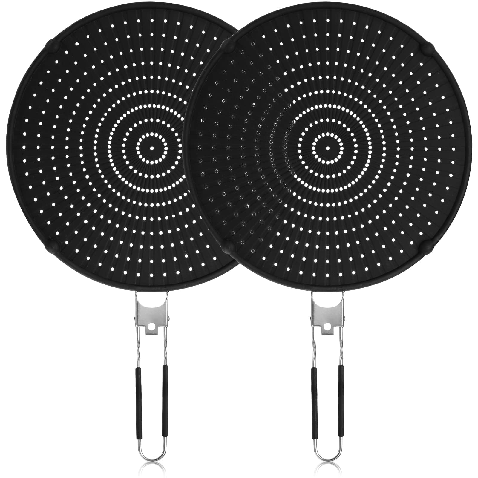 2 Pack 13 Inch Stainless Steel Grease Splatter Guard for Frying Pan - Oil Splash Cover for Cooking Bacon, Fried Chicken, Popcorn - Perfect for Stovetop, Grill & Kitchen Safety