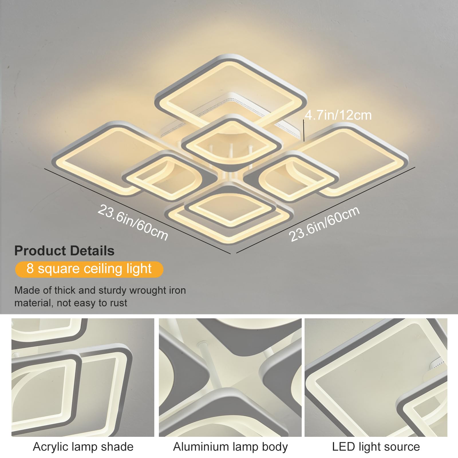 Jaycomey Modern LED Ceiling Light Fixture - 23.6