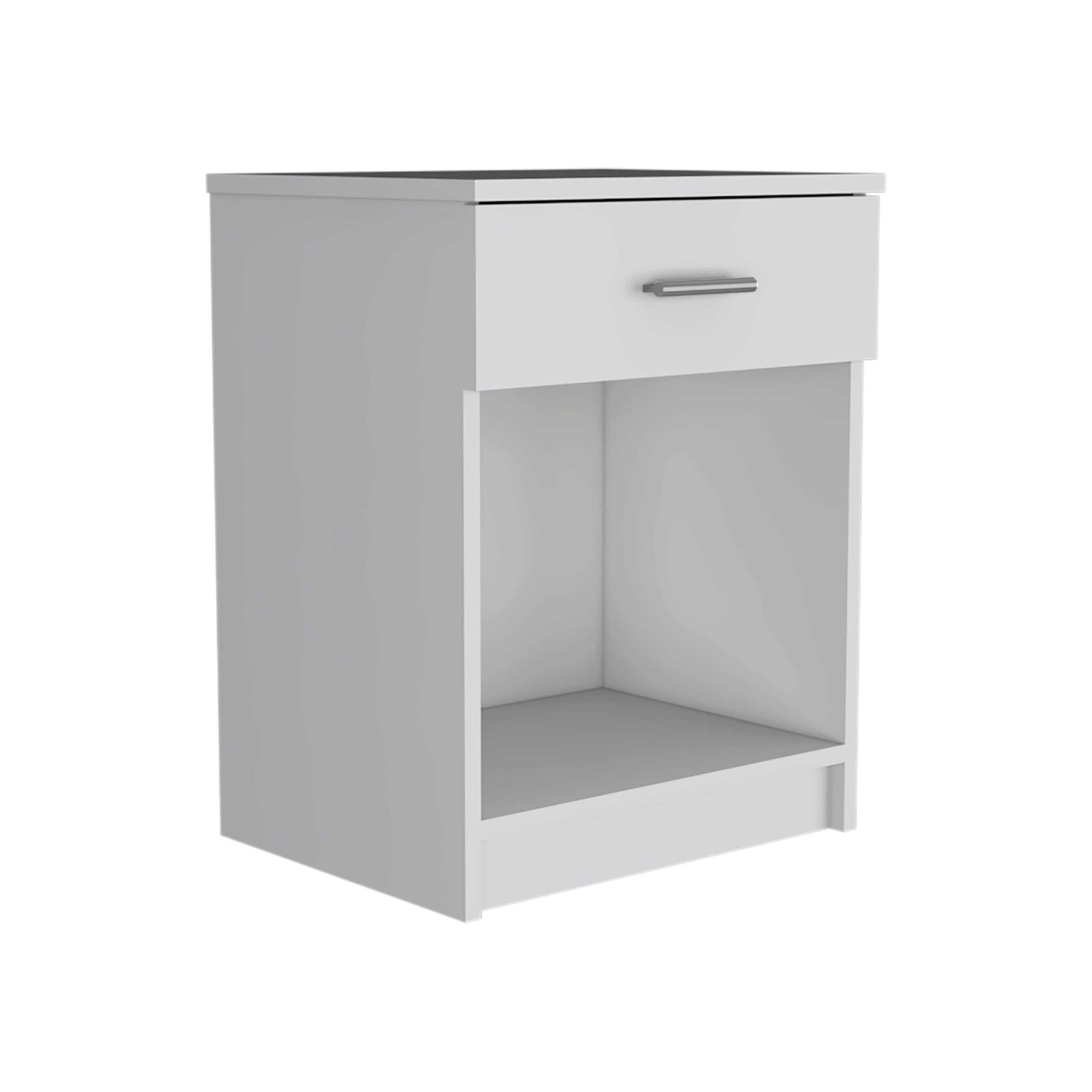Tuhome White Eco-Friendly Nightstand with Superior Top, One Drawer and Lower Shelf - Perfect for Bedroom, Living Room or Office