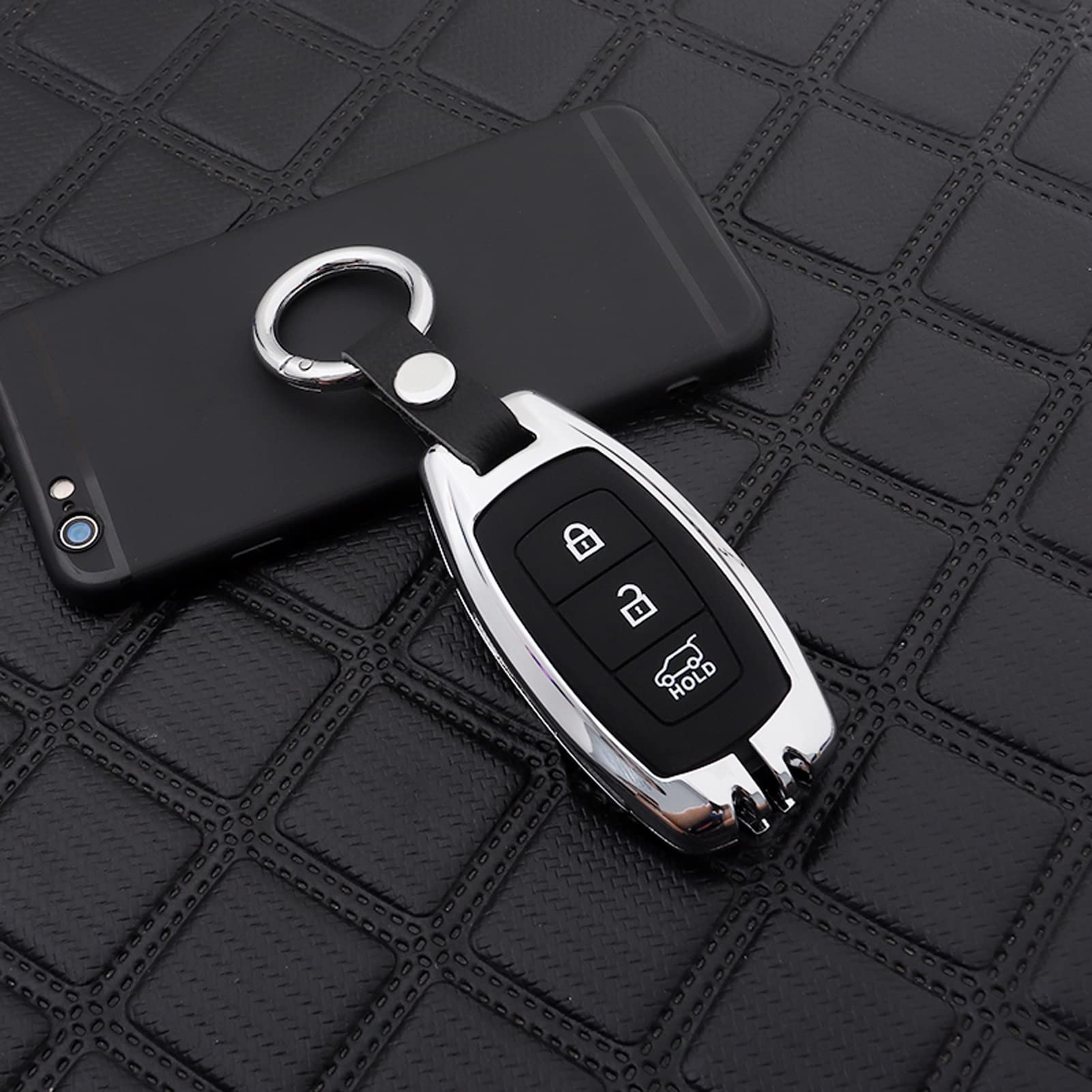 UBAKWE Smart Zinc Alloy Car Keychain Cover - Compatible with Hyundai Elantra GT, Kona 2018-2019, Santa Fe & Veloster | Durable Key Case for Everyday Use & Car Protection