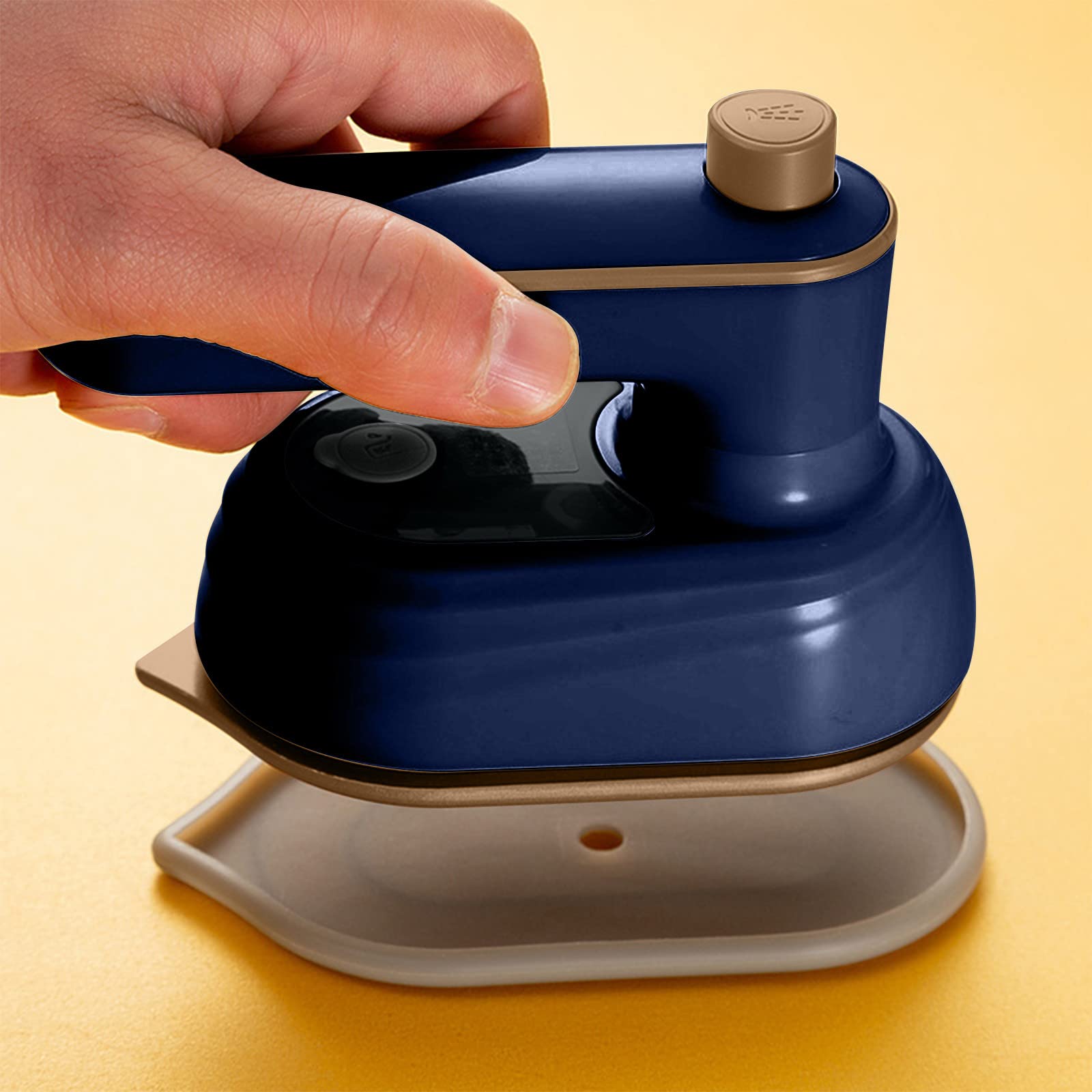 Portable Handheld Iron - 2 in 1 Mini Ironing Machine with Foldable Design & 180° Rotatable Steam Nozzle | Compact Garment Steamer for Home, Travel & Business Use | Perfect for Wrinkles Removal on Shirts, Dresses & Suits (Dark Blue)