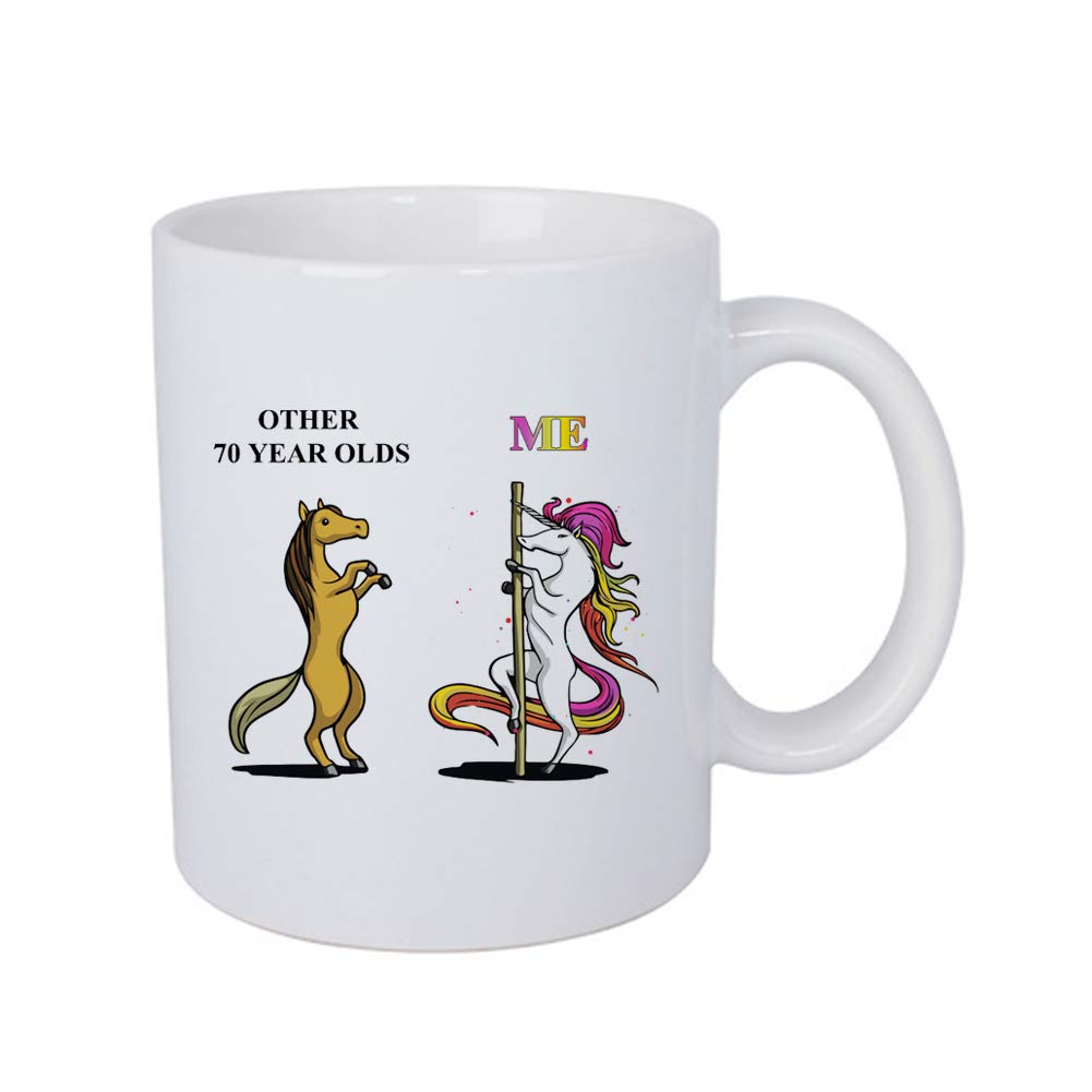 **Funny 70th Birthday Mug for Women & Men – 11 oz Unicorn Coffee Cup – 1949 Vintage 70 Year Old Gift for Her, Him, Mom, Dad, Friend – Perfect for Birthday Parties, Office Celebrations & Retirement Gifts**