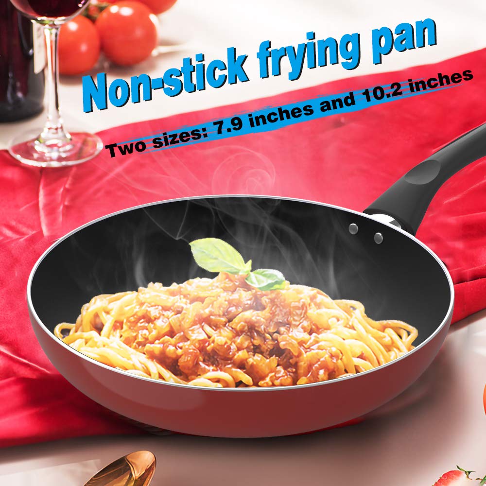 Premium 8-Piece Aluminum Alloy Non-Stick Cookware Set - Pots & Pans with Durable Coating (Red) - Perfect for Home Cooking, Baking & Healthy Meal Prep