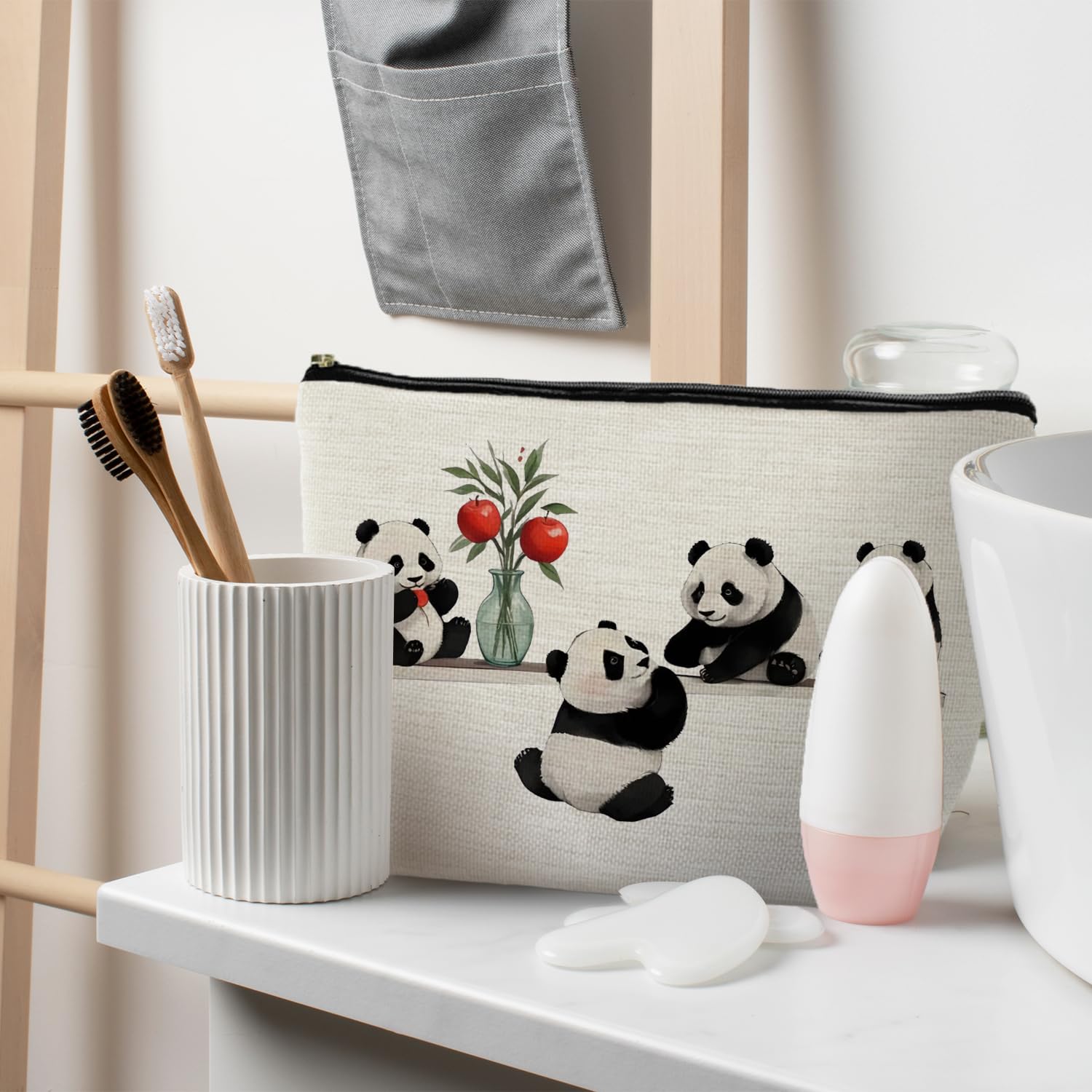 Cute Panda Makeup Bag for Women - Panda Lover Gifts Cosmetic Organizer with Zipper - Perfect for Travel, School & Daily Essentials Storage