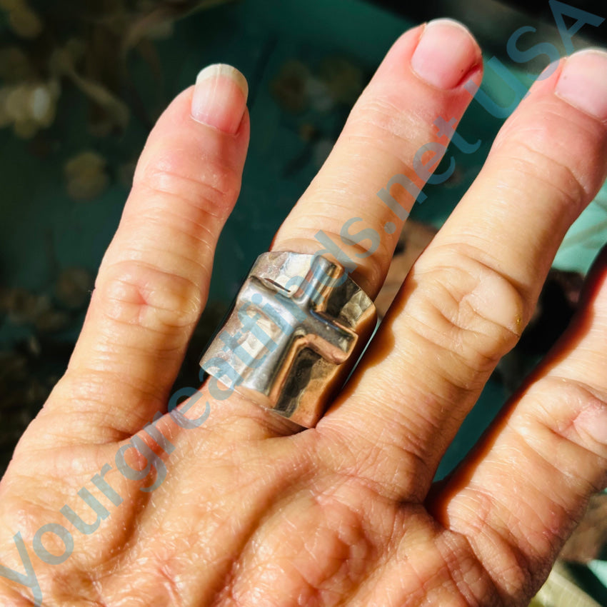 Sterling Silver Wide Band Holy Cross Ring for Men & Women - Size 10 - Religious Jewelry for Everyday Wear, Church, Gifts & Special Occasions