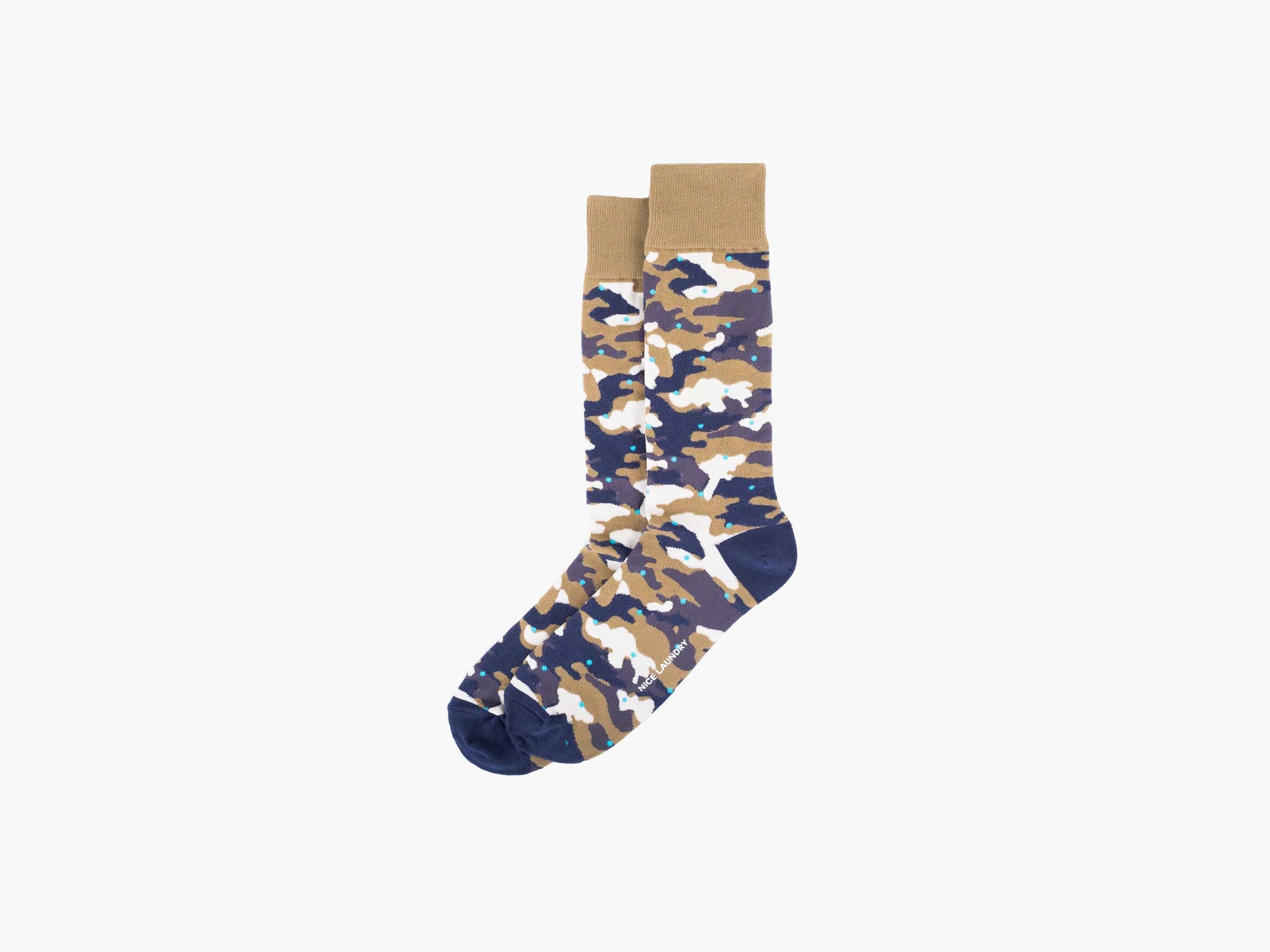 Camo Dots Print Backpack - Navy, Taupe & Cream Colors - Perfect for School, Travel & Outdoor Adventures