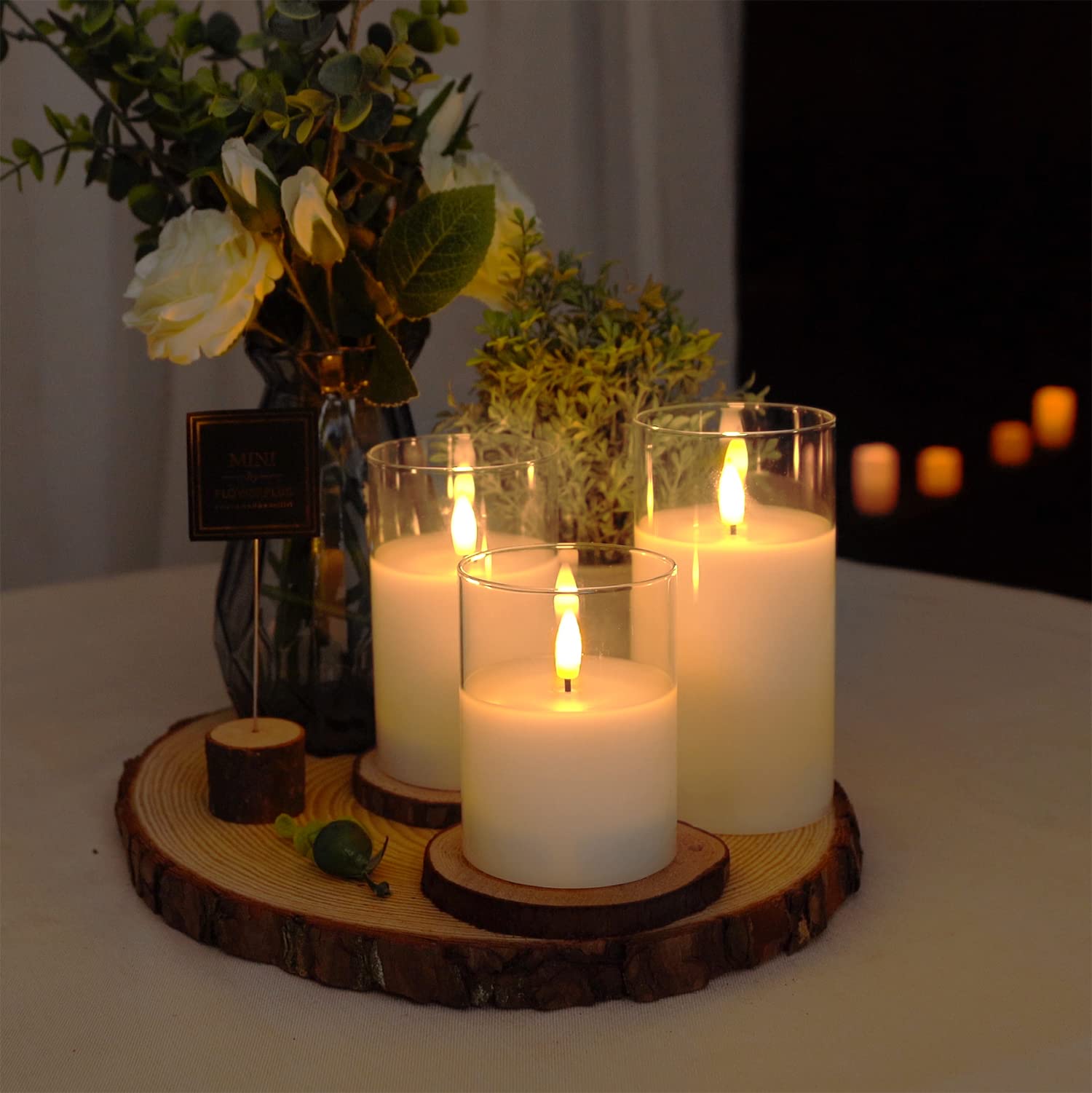 Amagic 3-Pack Flameless LED Candles with Timer & Remote - Battery Operated Clear Glass Pillar Candles, Pure White Wax - Perfect for Weddings, Home Decor, and Relaxation