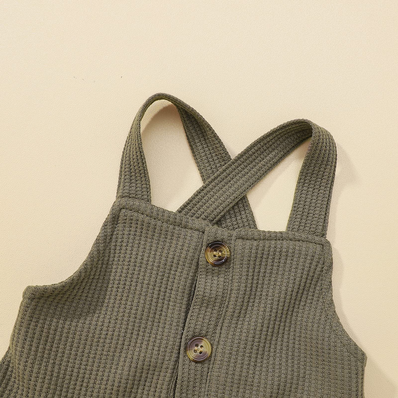 Toddler Baby Overalls - Waffle Knit Suspenders Pants & Sleeveless Romper Jumpsuit for Boys & Girls | Neutral Color Fall Winter Outfit | Perfect for Playdates, Family Photos & Seasonal Layering