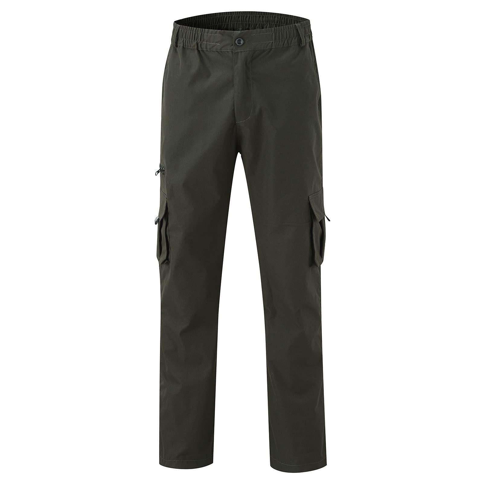 **Men's Outdoor Hiking Ripstop Cargo Pants - Multi-Pocket Work Utility Trousers with Straight Leg & Open Bottom - Perfect for Camping, Hiking & Outdoor Adventures**