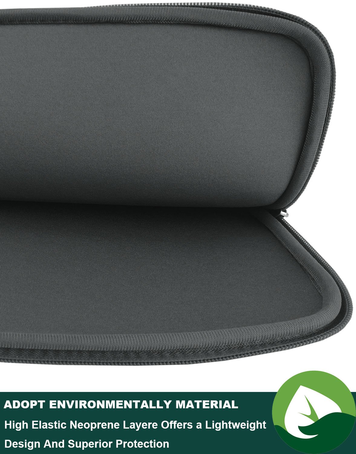 15.6 Inch Neoprene Laptop Sleeve Bag - Water Resistant Notebook Case for MacBook, Tablet & Computer - Grey, Perfect for Office, Travel & School
