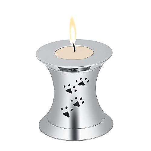 316L Stainless Steel Pet Memorial Jewelry - Paw Print Cremation Urn Locket for Dog & Cat Ashes | Keepsake Casket for Funeral, Memorial Service & Remembrance | Gold Color