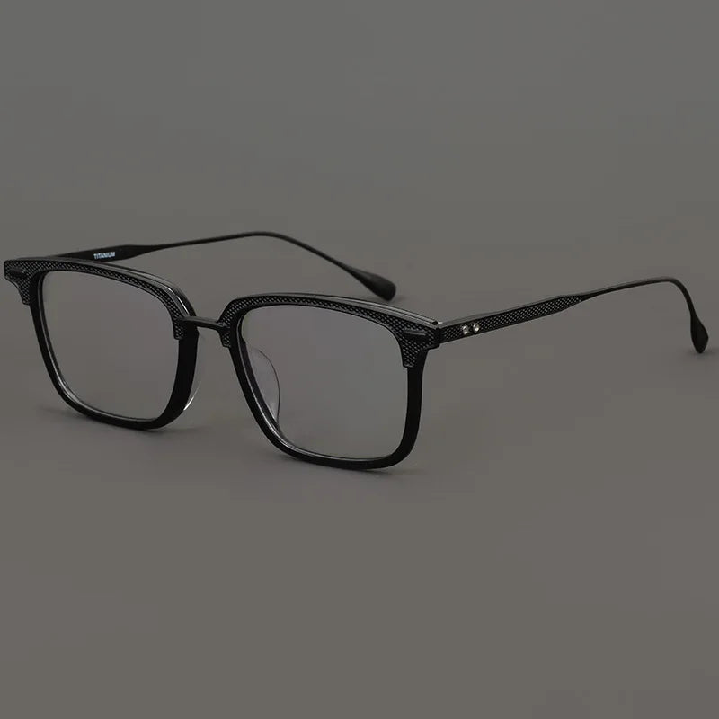 Stylish Black Unisex Titanium Square Full Rim Eyeglasses 42085 - Perfect for Work, Reading & Fashion