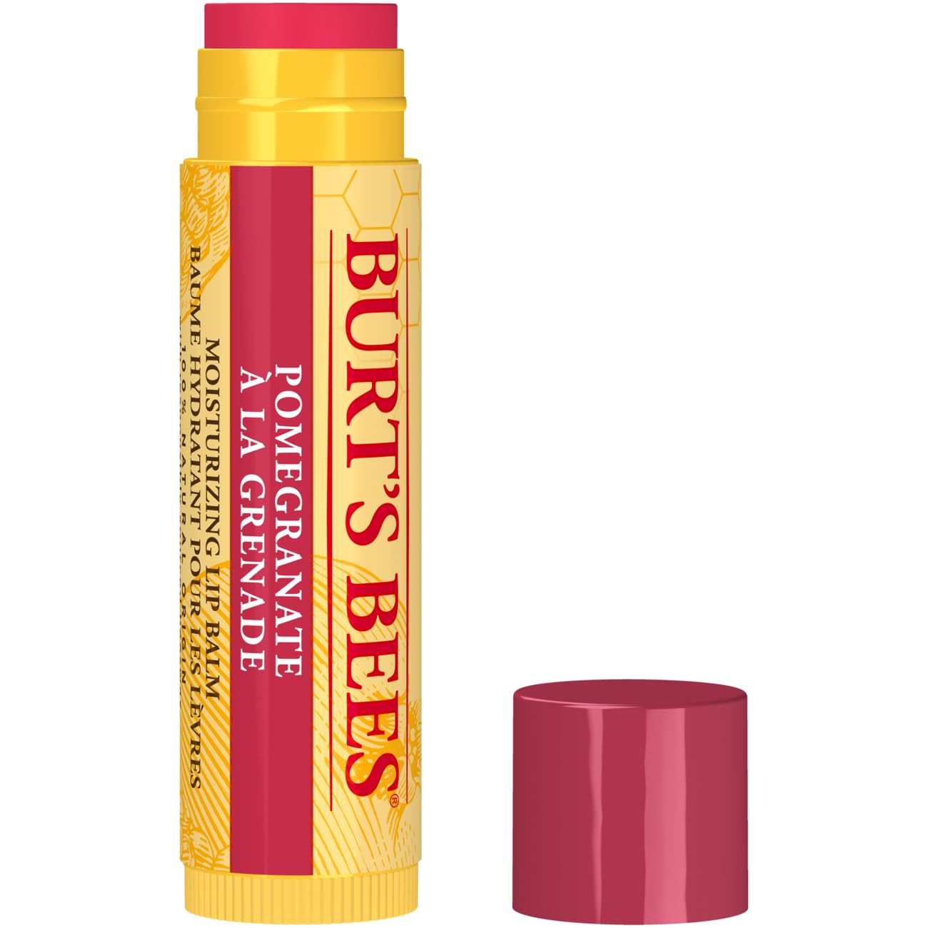 Burt's Bees Pomegranate Lip Balm - 100% Natural Moisturizing Lip Balm with Beeswax & Vitamin E, 4.25g - Hydrates & Protects Dry Lips for All-Day Comfort at Home, Work or Outdoor Activities