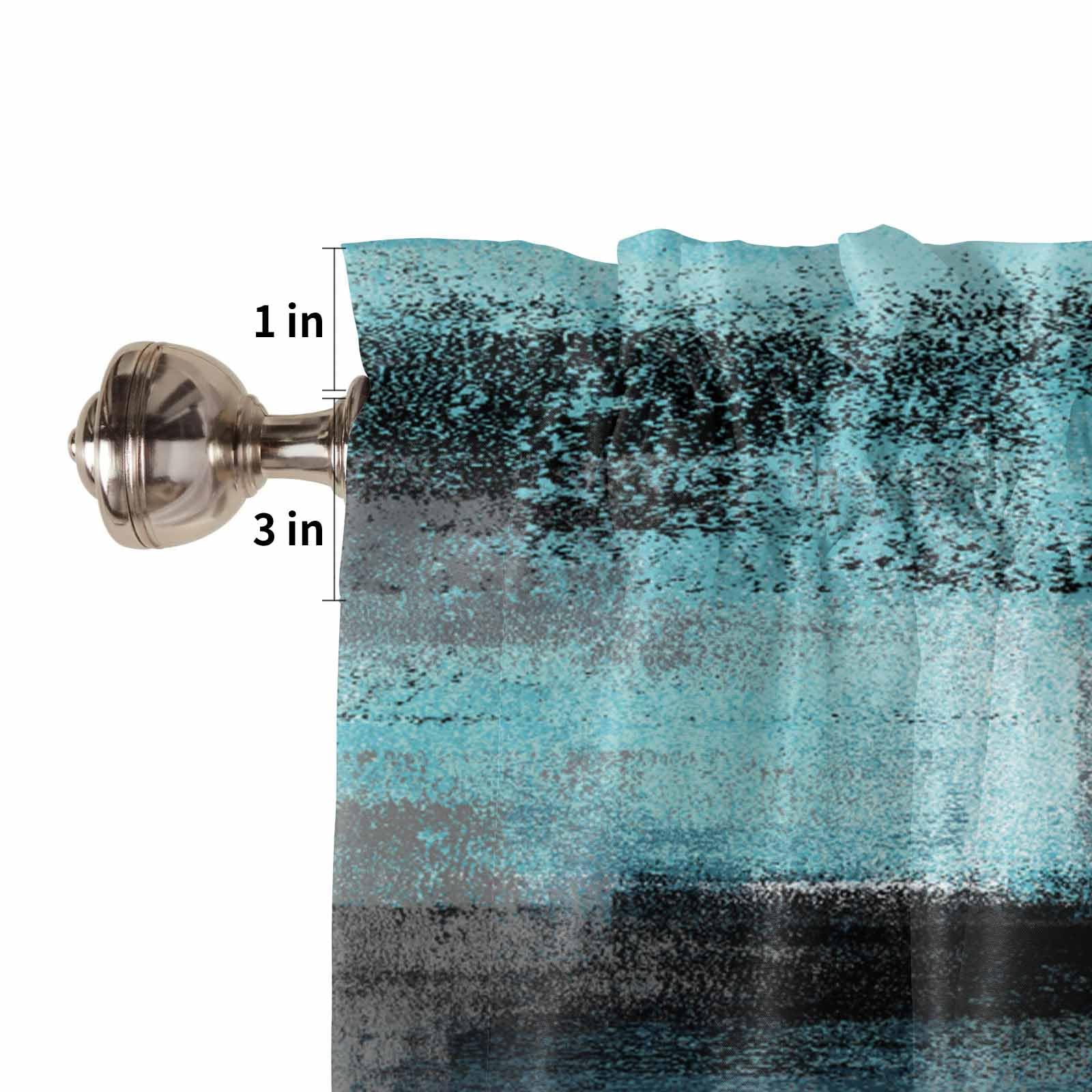 Abstract Graffiti Valance - Turquoise & Grey Art Window Treatment for Farmhouse & Bedroom Decor