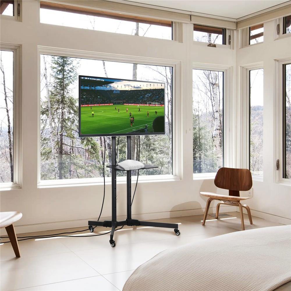 Yaheetech Modern Mobile TV Stand Cart for 32-65 Inch Screens - Rolling TV Stand with Wheels for Living Room, Bedroom, or Office